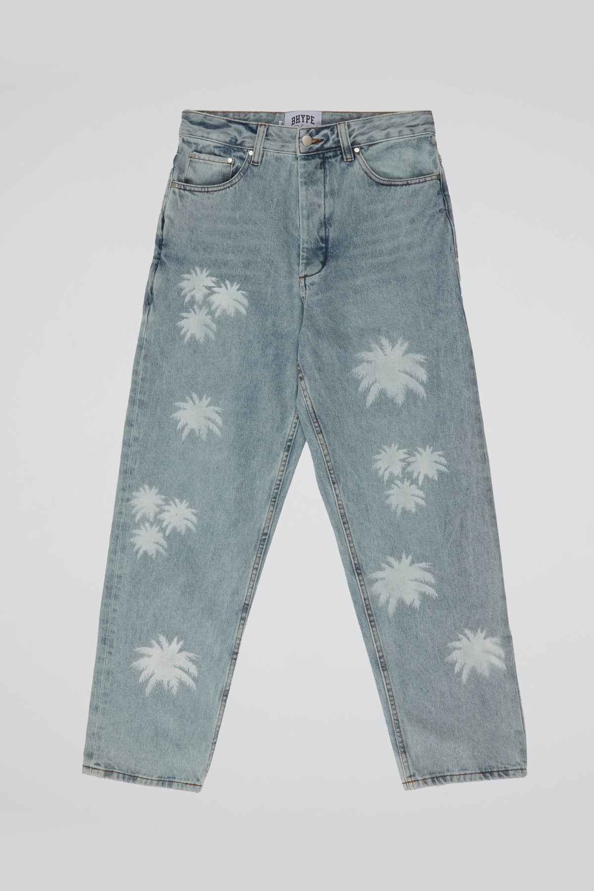 BHYPE SOCIETY LIGHT BLUE DENIM JEANS - PALM LOGOS