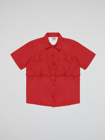 BHYPE RED LEATHER DETACHABLE SHIRT
