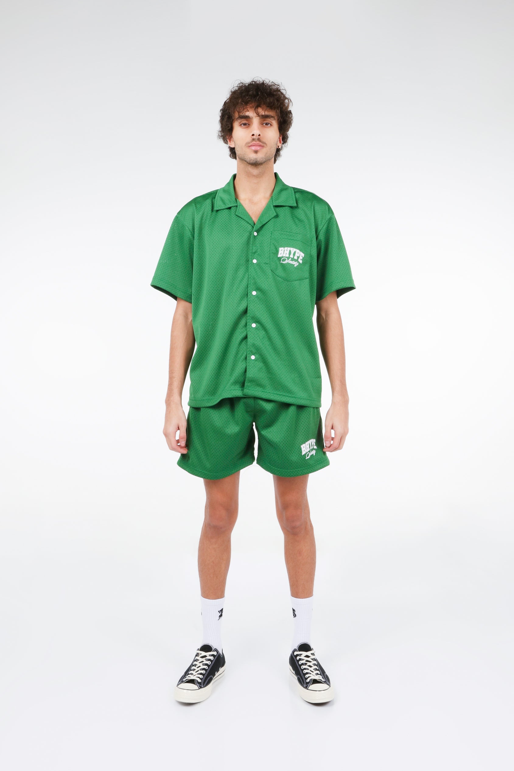 BHYPE SOCIETY GREEN MESH SHORT & SHIRT SET
