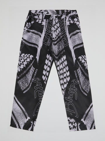 BHYPE SOCIETY BLACK & WHITE PANTS - KEFFIEH COLLECTION