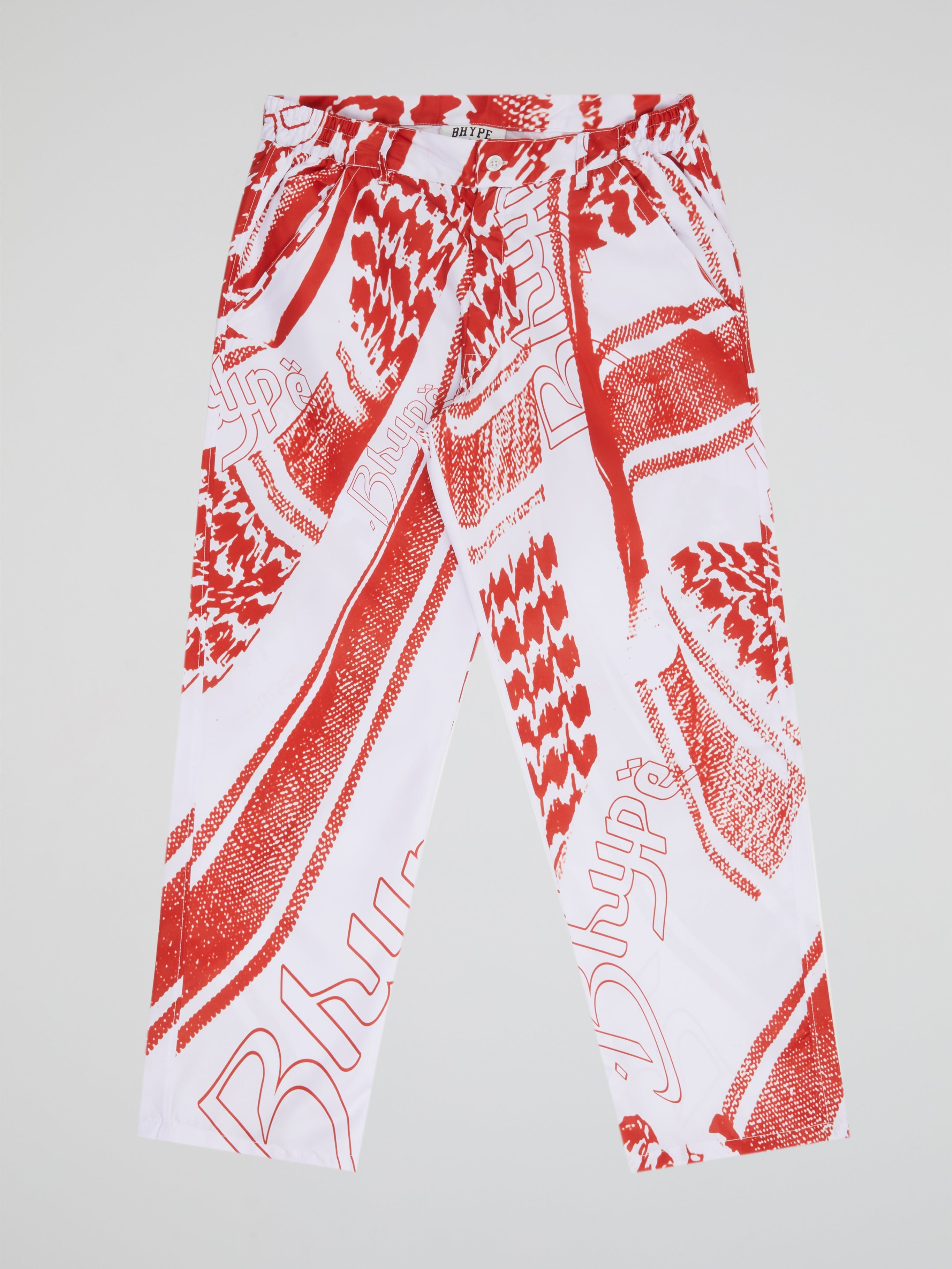BHYPE SOCIETY RED & WHITE PANTS - KEFFIYEH COLLECTION