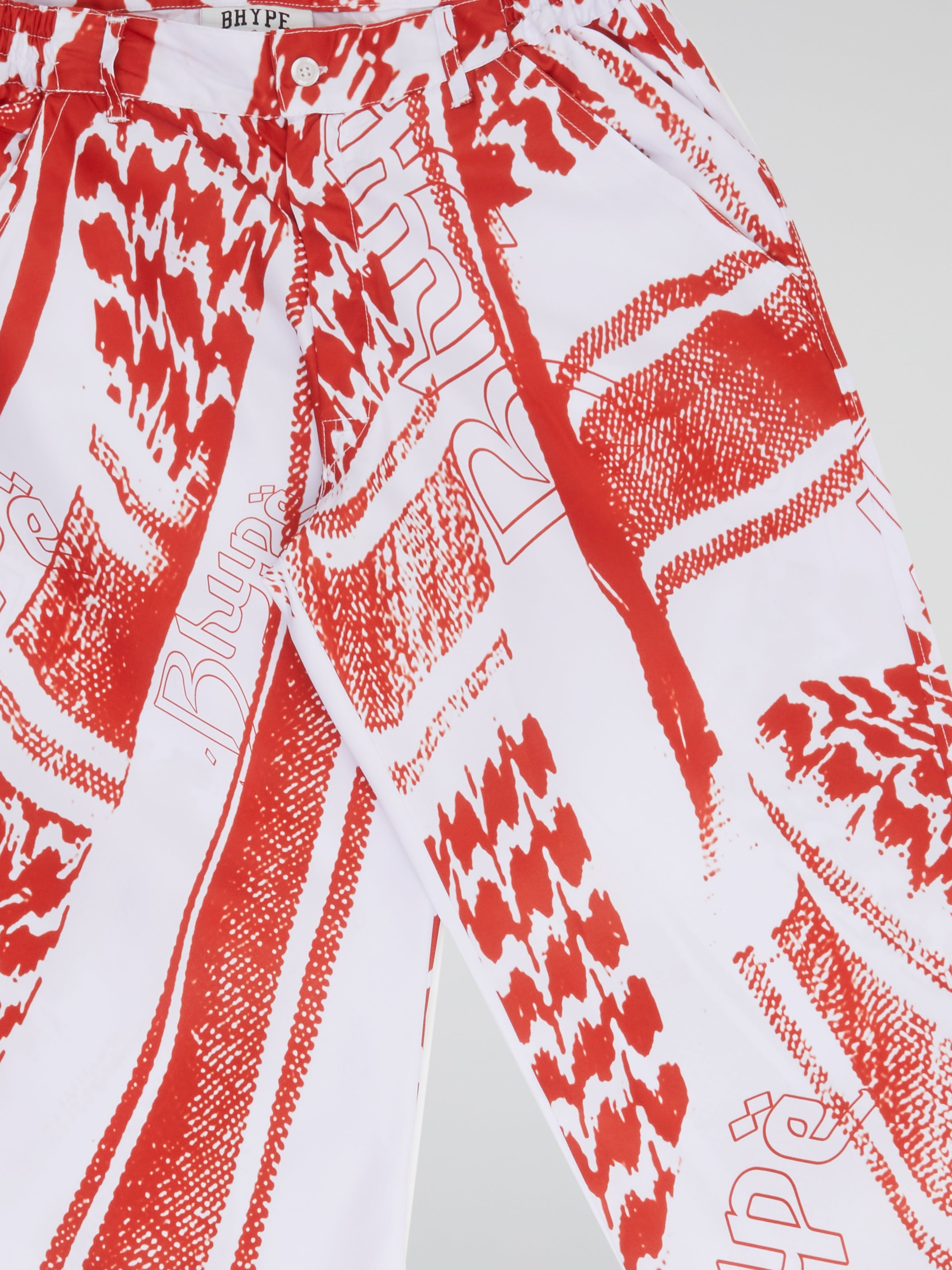 BHYPE SOCIETY RED & WHITE PANTS - KEFFIYEH COLLECTION