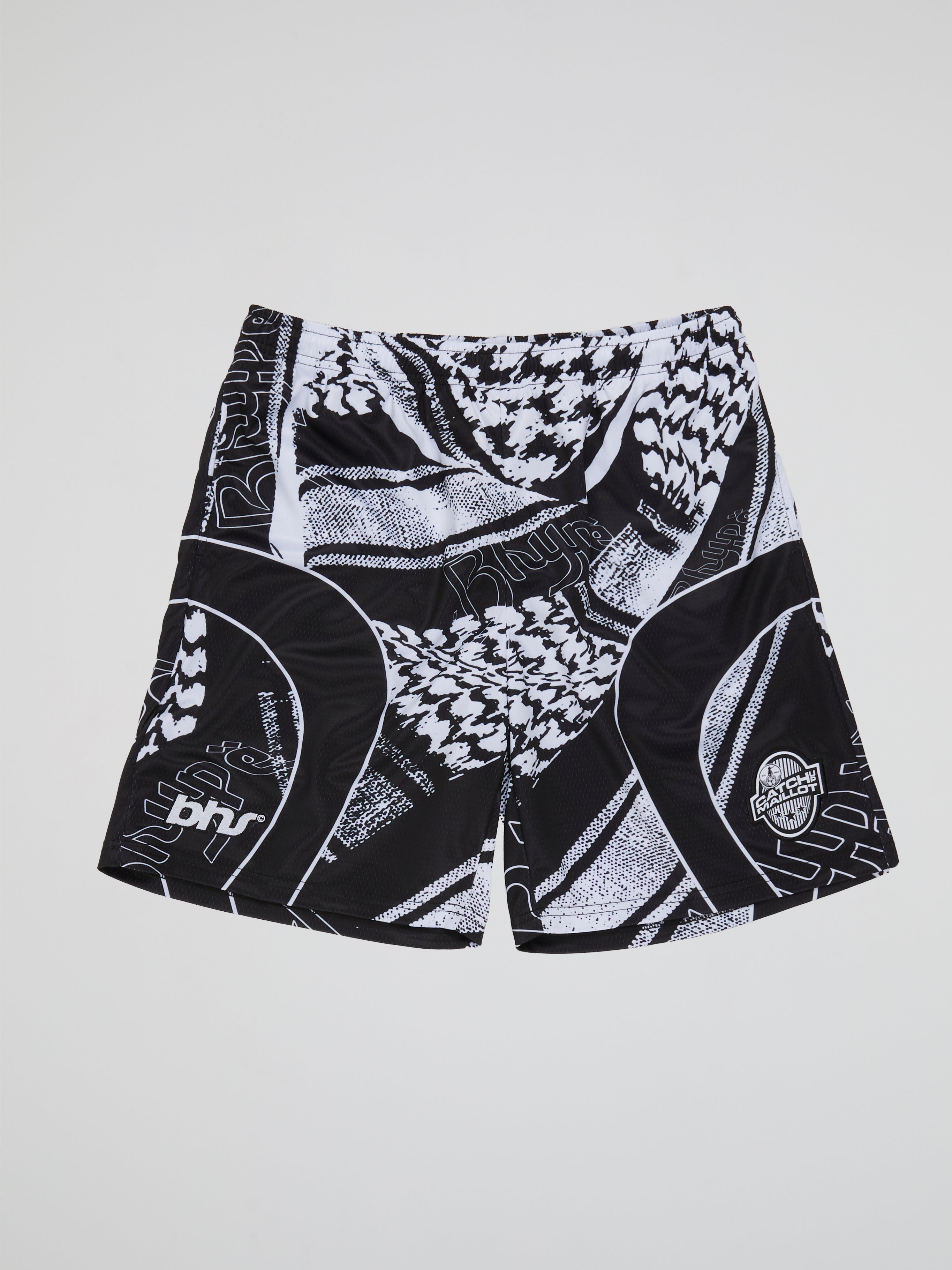 BHYPE SOCIETY BLACK & WHITE KEFFIYEH SOCCER SHORTS