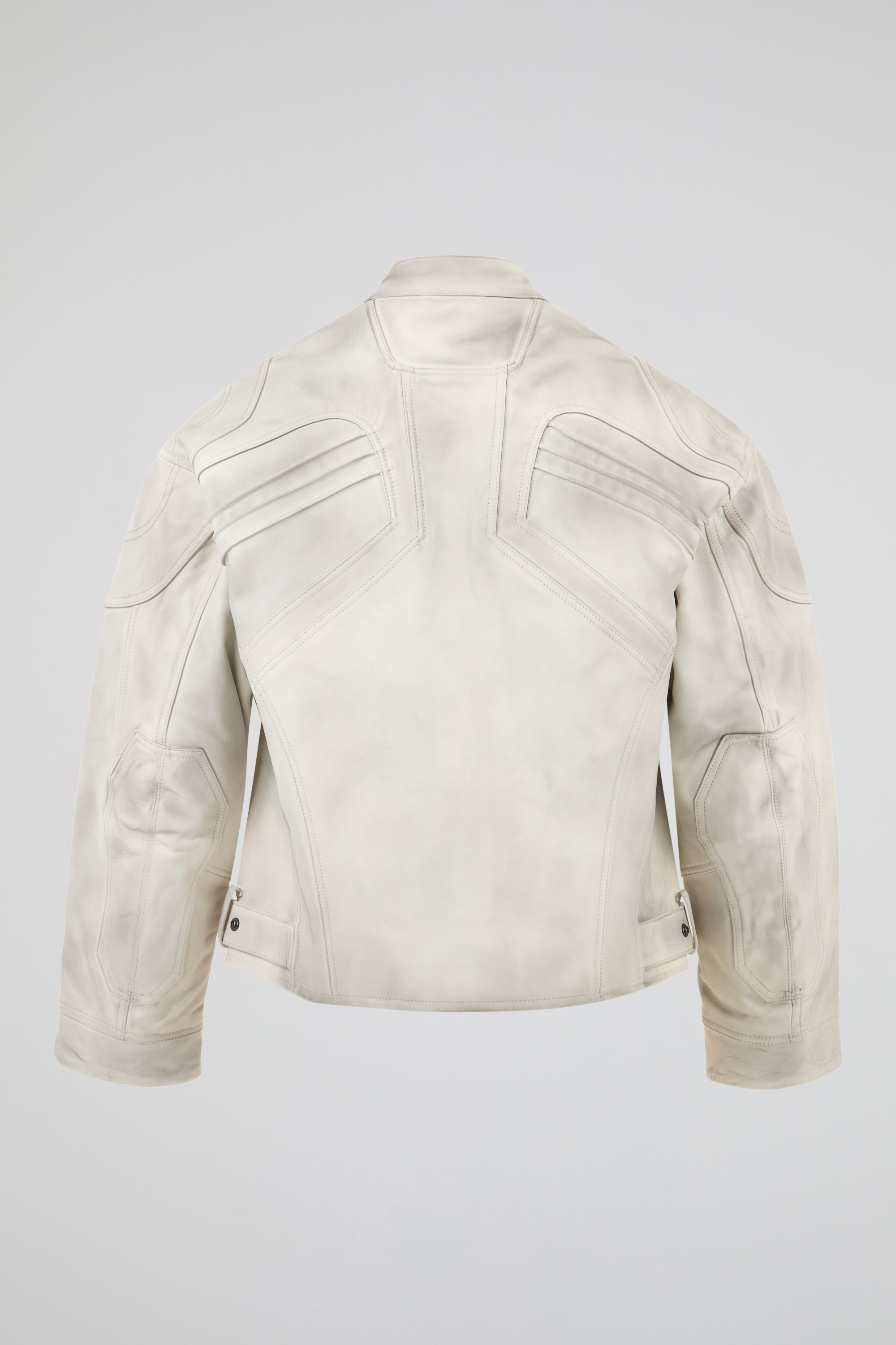 Dumist – White Leather Biker Jacket