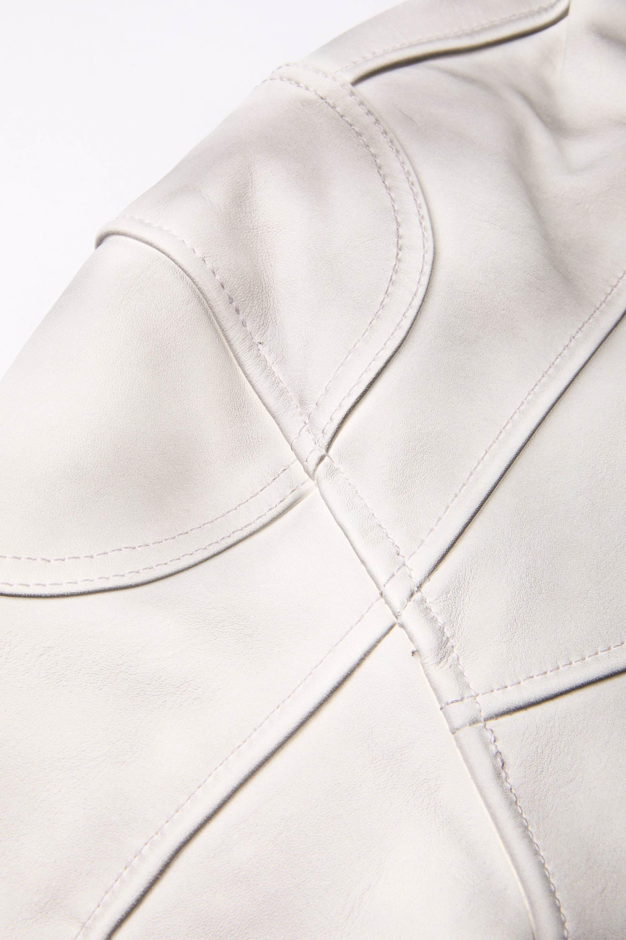 Dumist – White Leather Biker Jacket