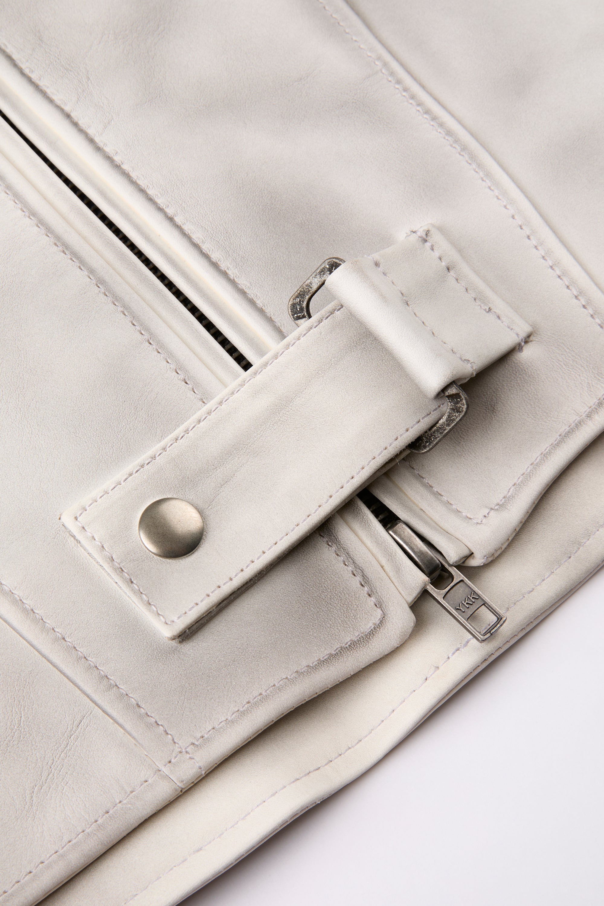 Dumist – White Leather Biker Jacket