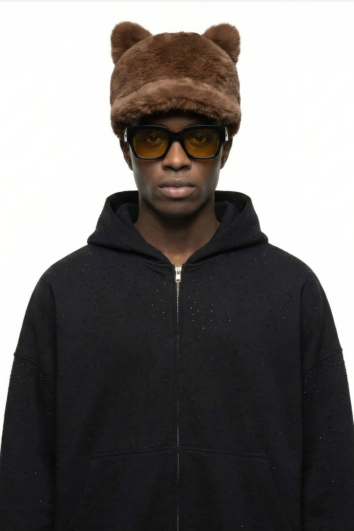 Brown Plush Cat Ears Hat