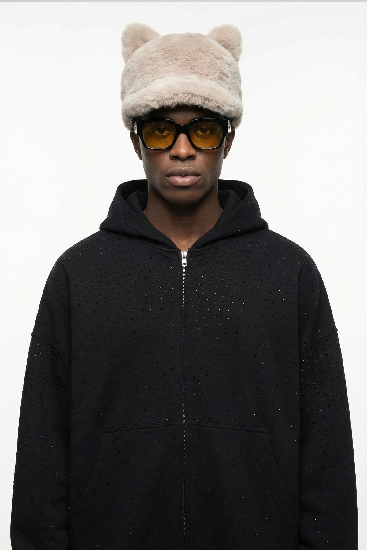 Beige Plush Cat Ears Hat