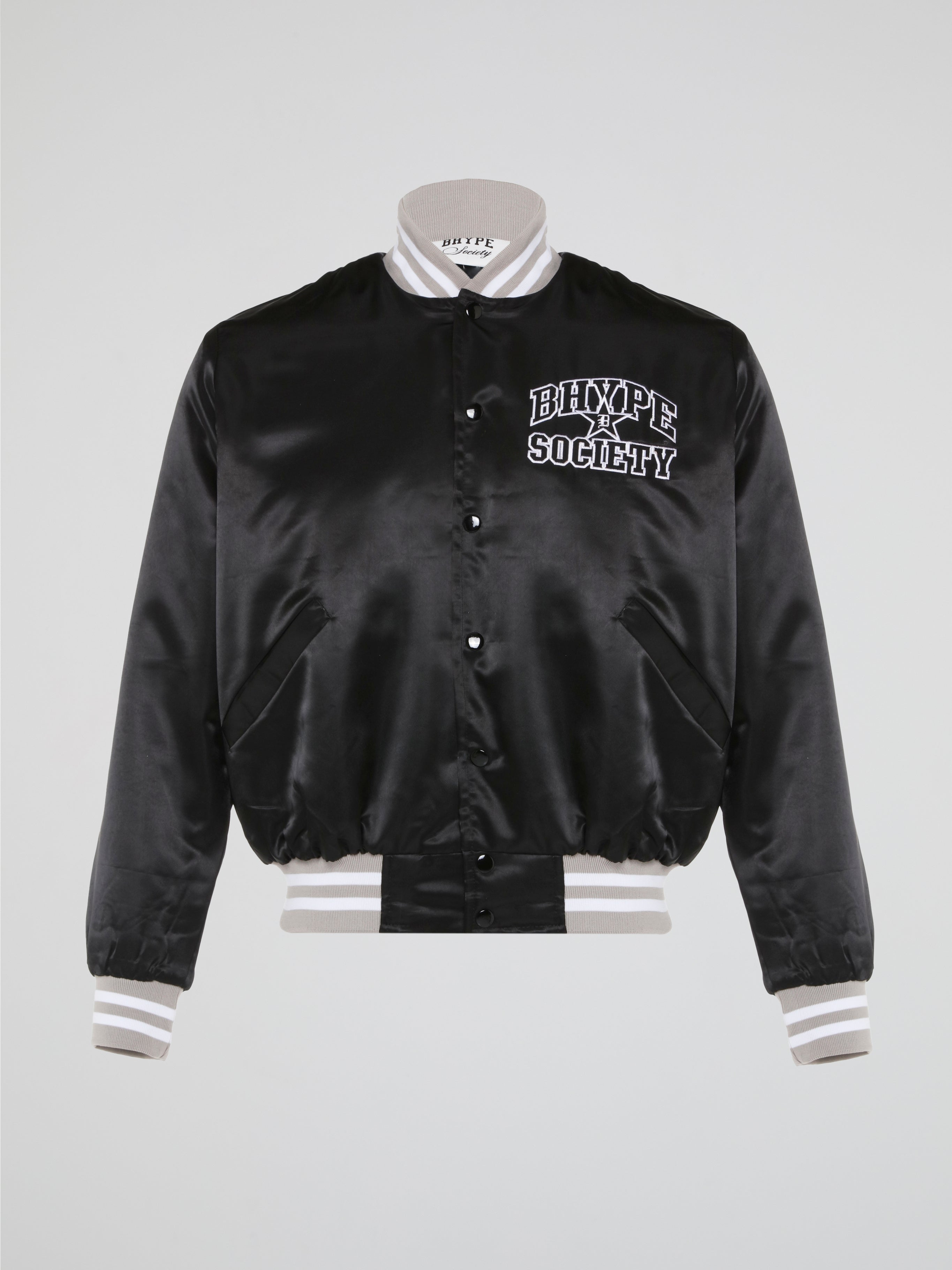 BHYPE SOCIETY BLACK SATIN JACKET COP STAR B LOGO