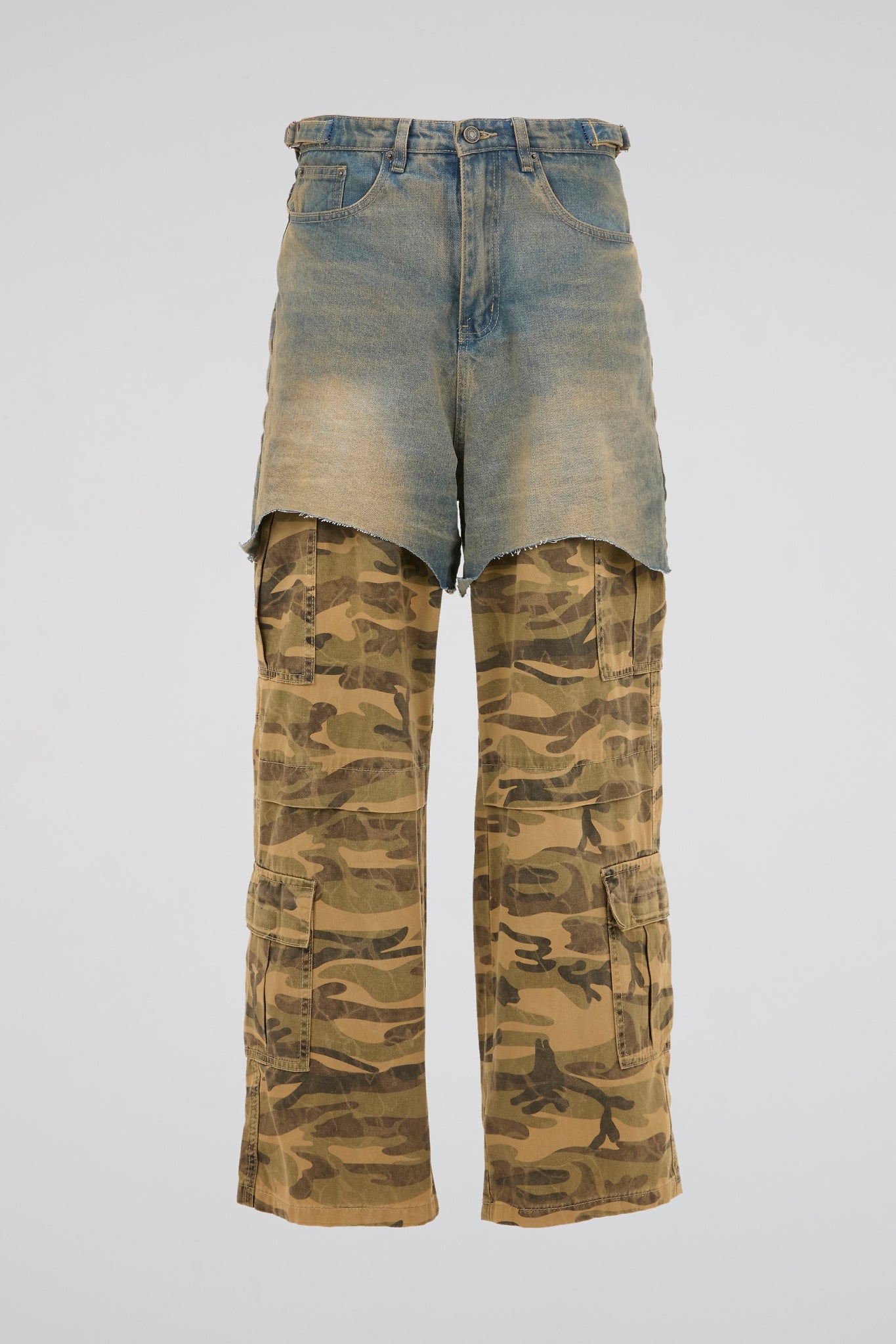 DUMIST - MIX DENIM BEIGE CAMO TROUSERS