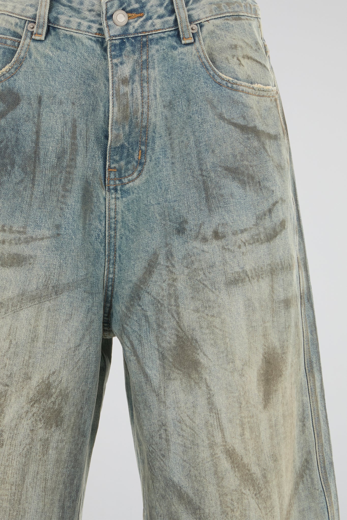 DENIM - RIPPED & WASHED DENIM LONG SHORTS