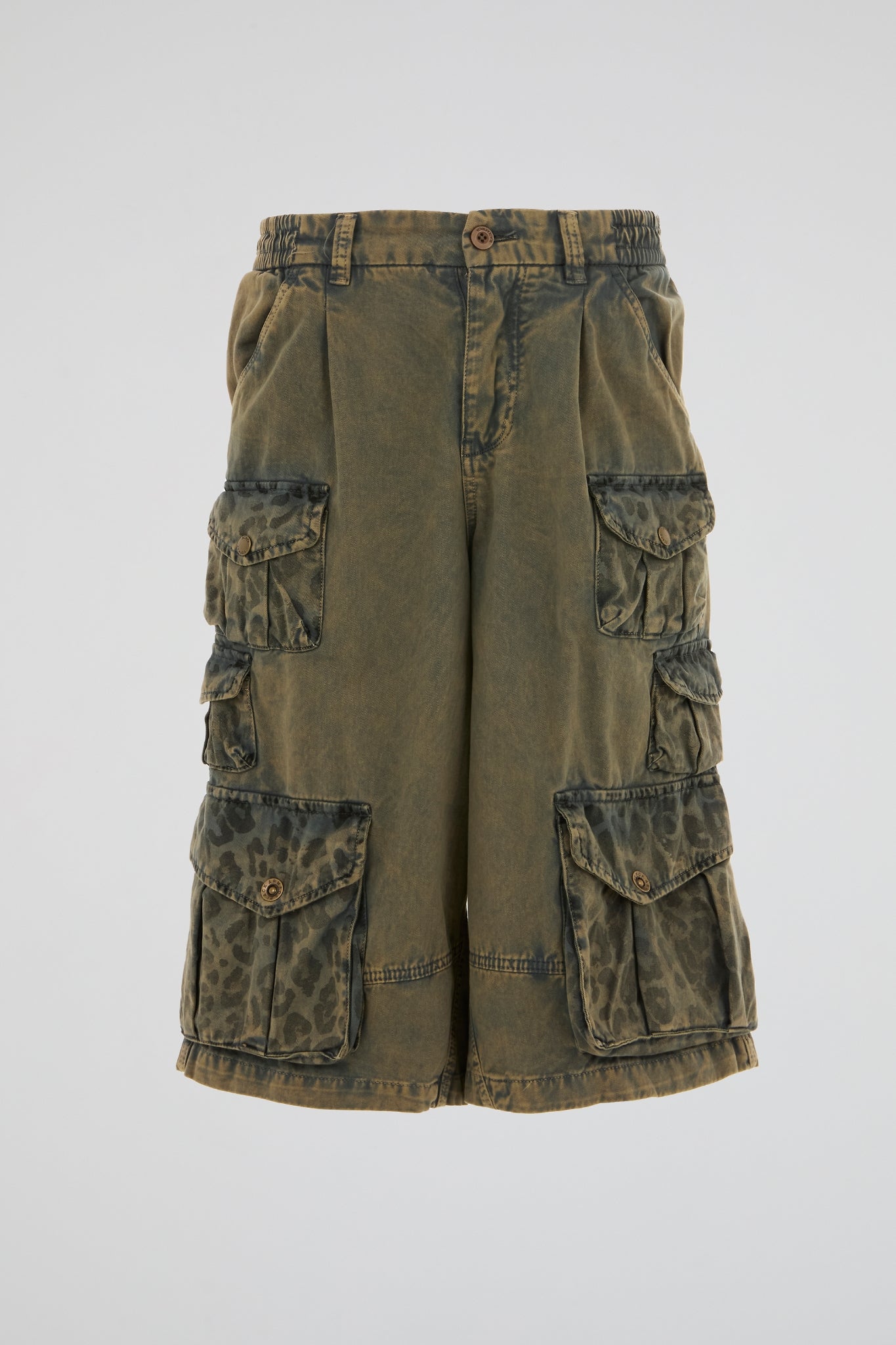 DUMIST - FADED DENIM LONG SHORTS & MULTI PANTHER POCKETS