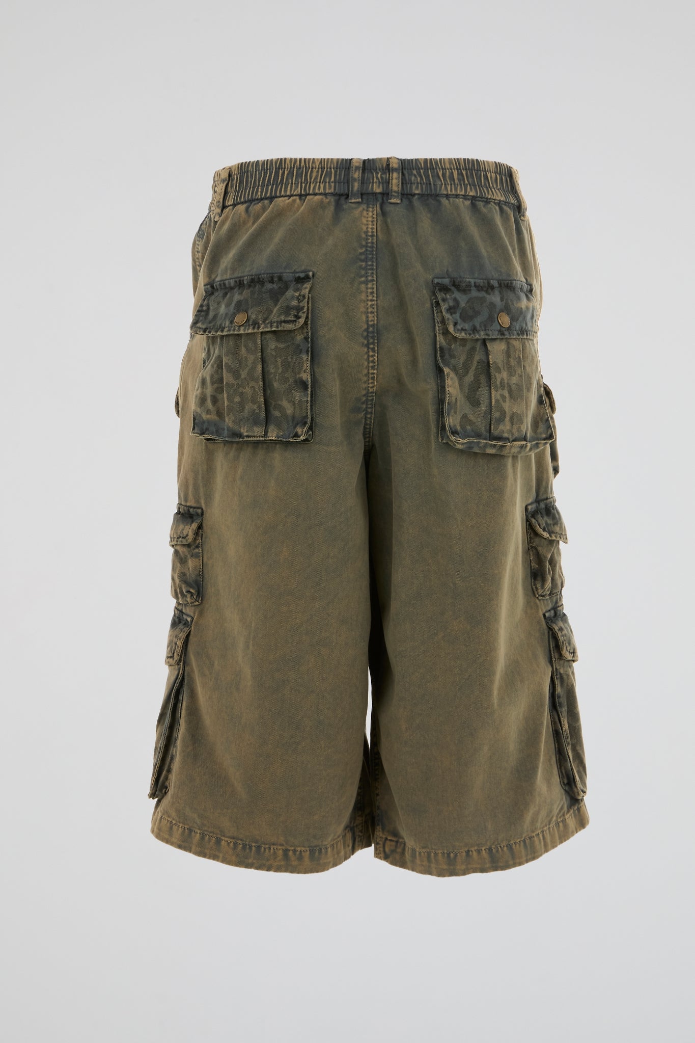 DUMIST - FADED DENIM LONG SHORTS & MULTI PANTHER POCKETS