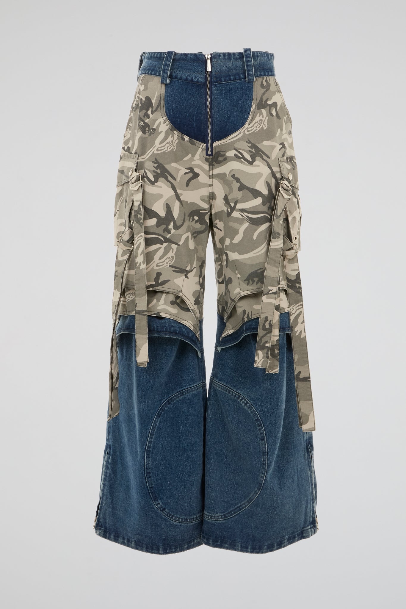 DUMIST - Y2K LOOSE STRAIGHT DENIM JEANS & BEIGE CAMO PATCHWORK