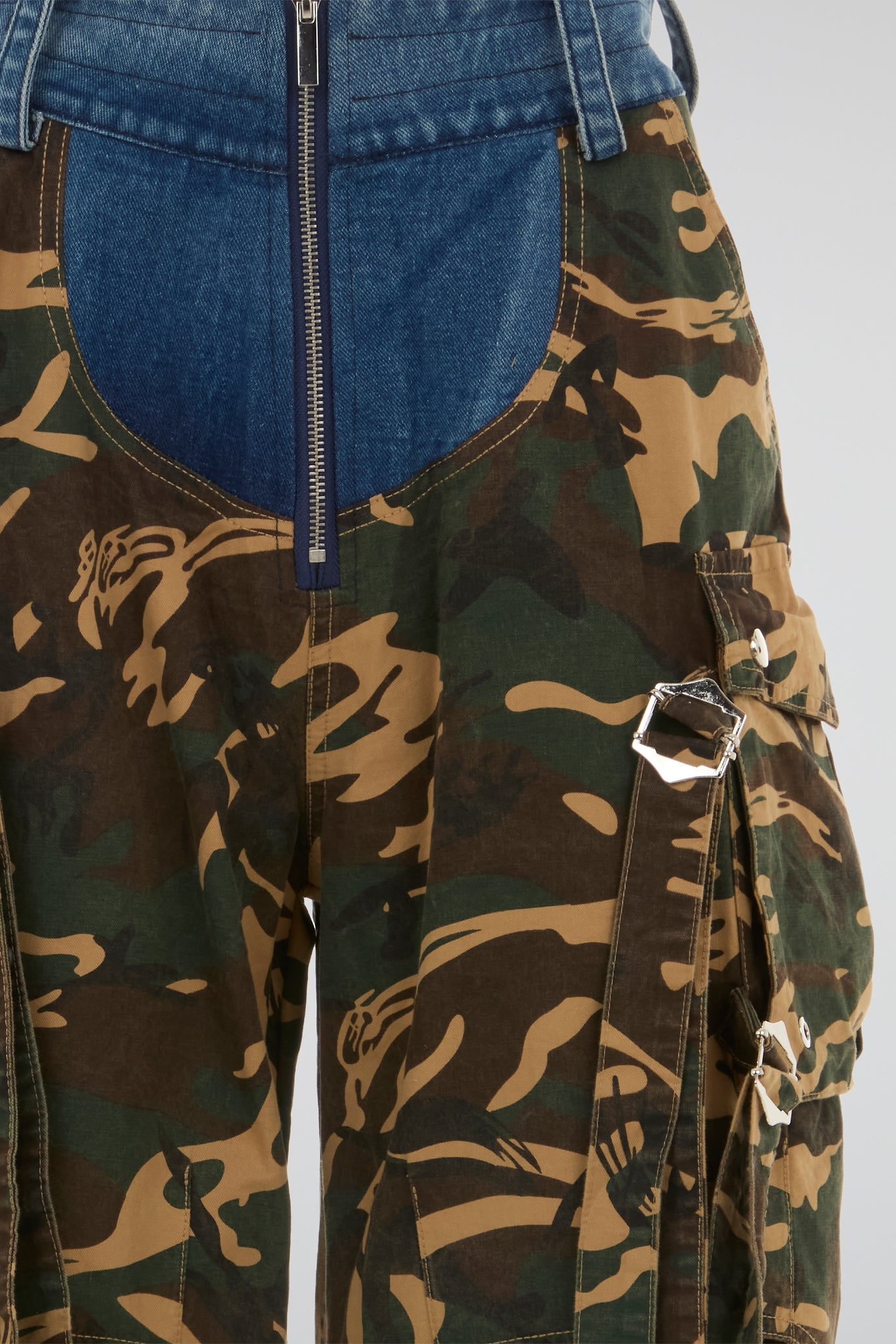 DUMIST - Y2K LOOSE STRAIGHT DENIM JEANS & BROWN CAMO PATCHWORK