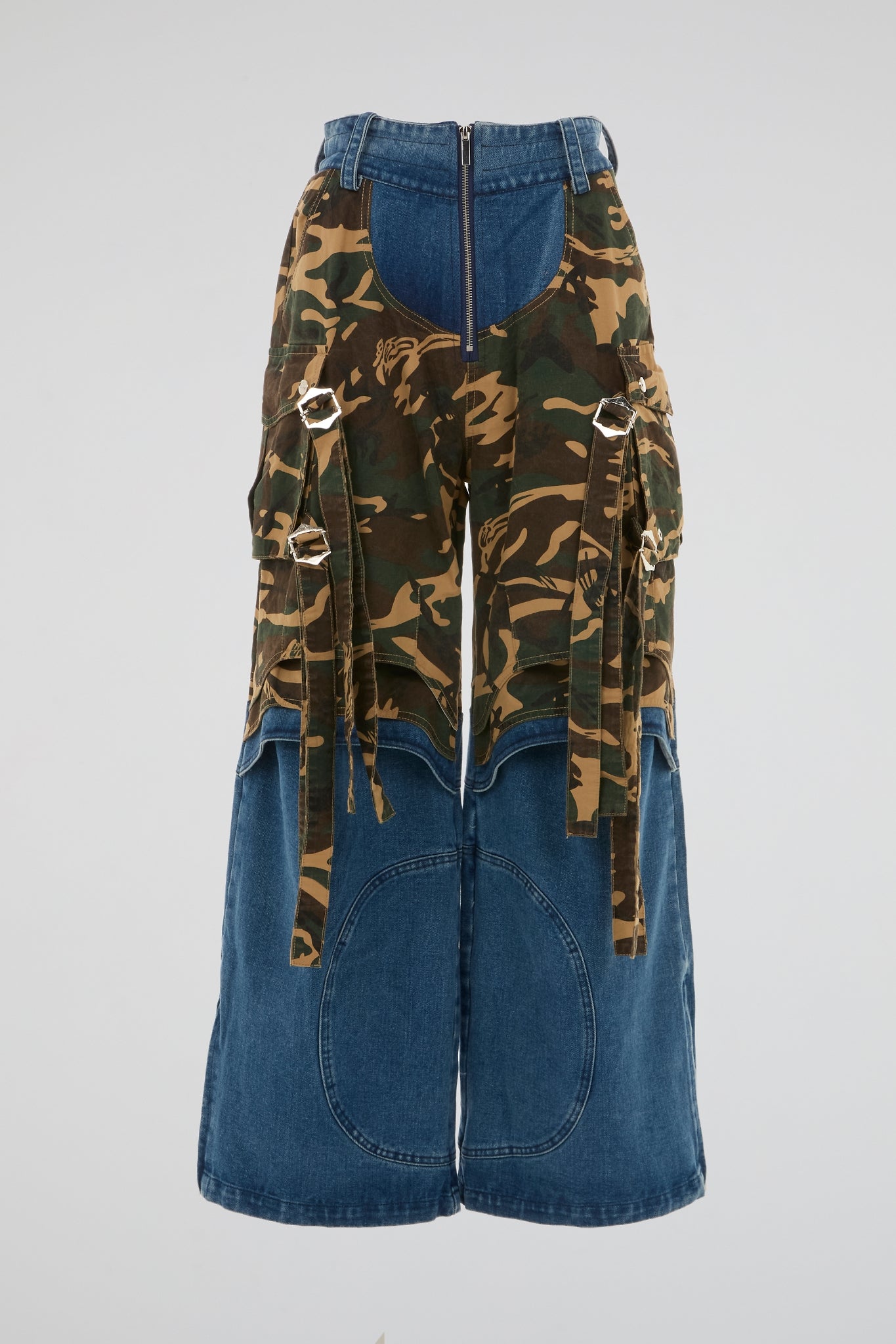 DUMIST - Y2K LOOSE STRAIGHT DENIM JEANS & BROWN CAMO PATCHWORK