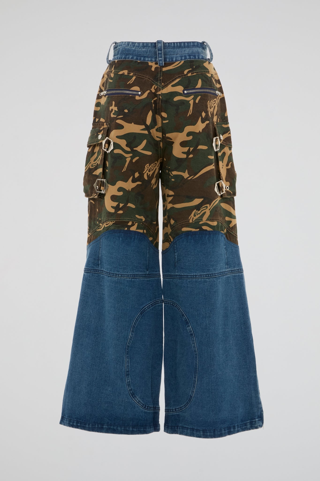 DUMIST - Y2K LOOSE STRAIGHT DENIM JEANS & BROWN CAMO PATCHWORK