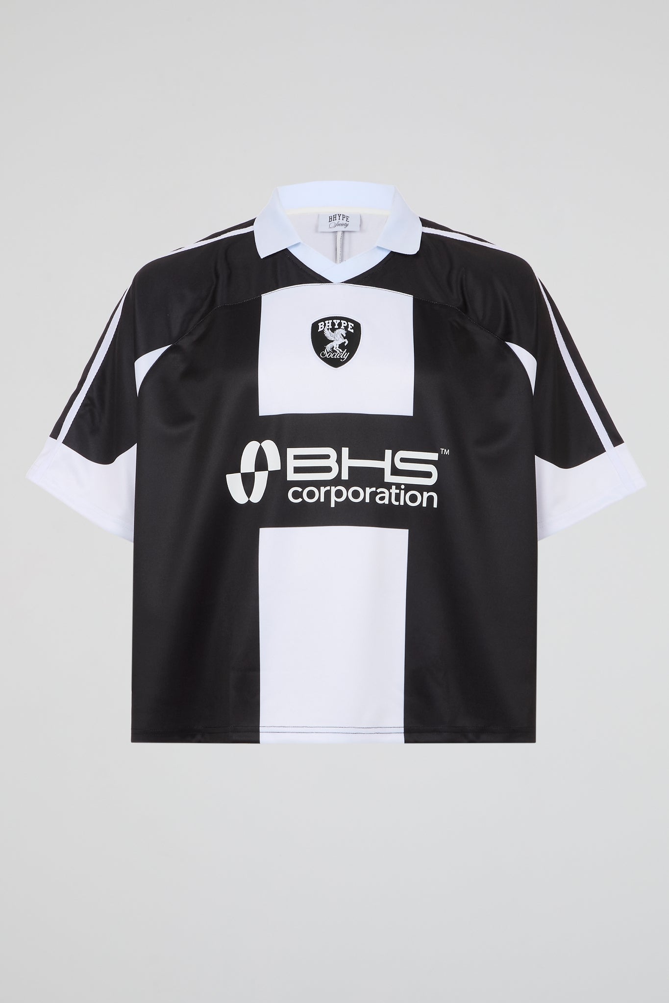 BHS CORPORATION BLACK & WHITE CROPPED SOCCER JERSEY