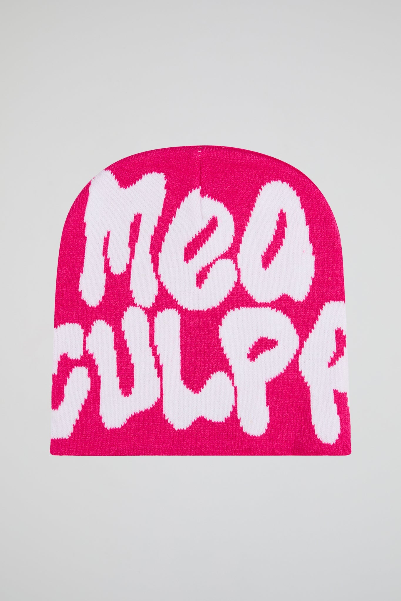 Mea Culpa Pink & White Knitted Beanie
