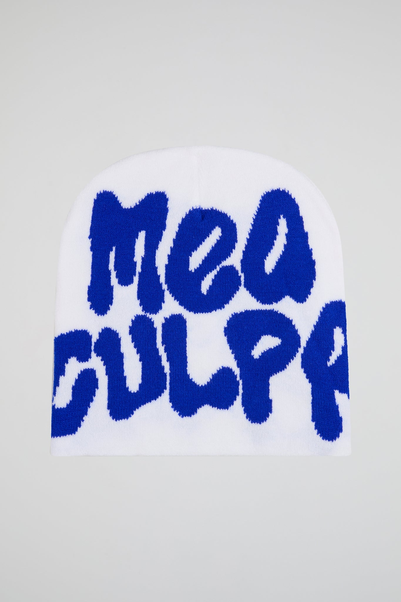 Mea Culpa White & Blue Knitted Beanie
