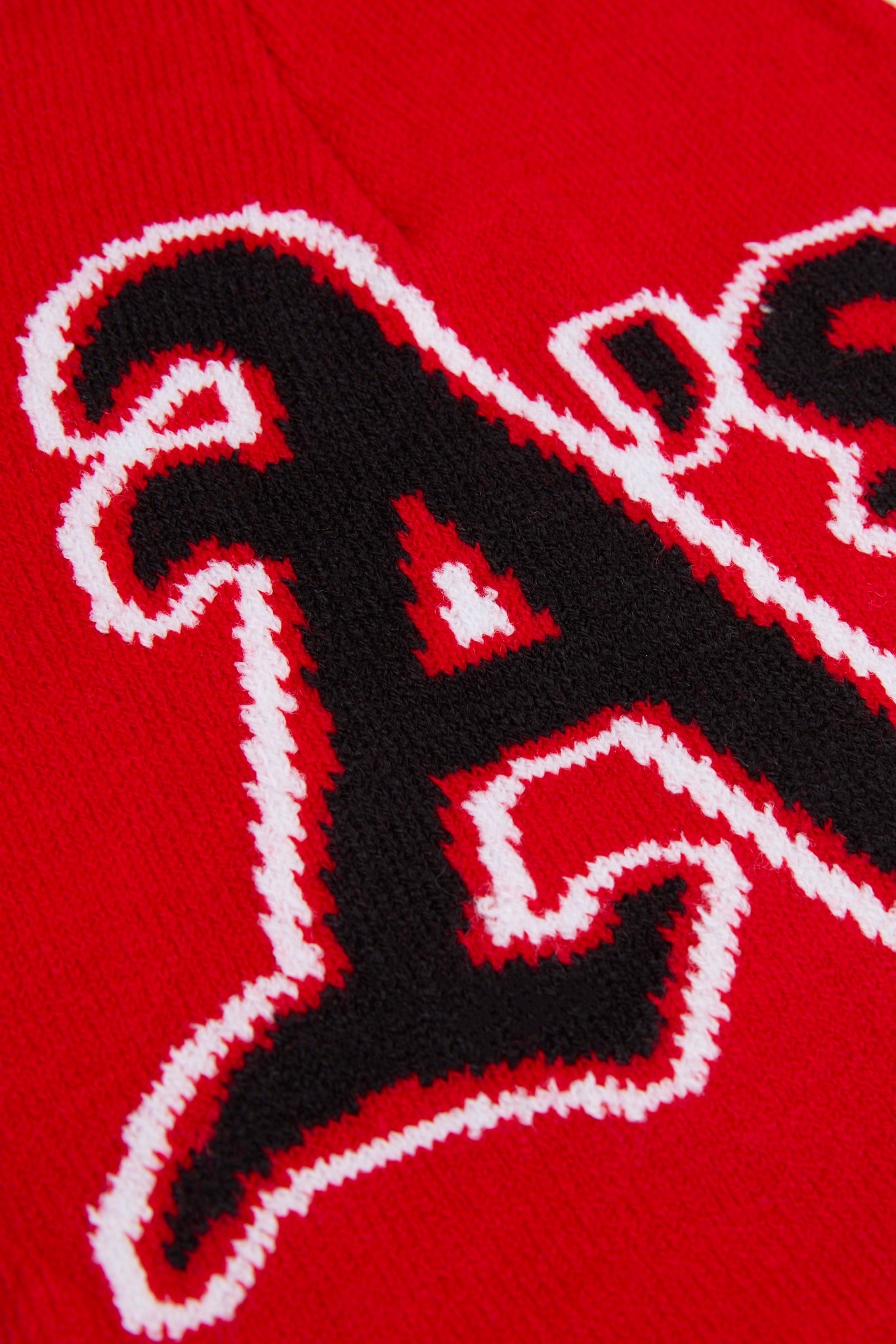 A's Red & Black Knitted Beanie