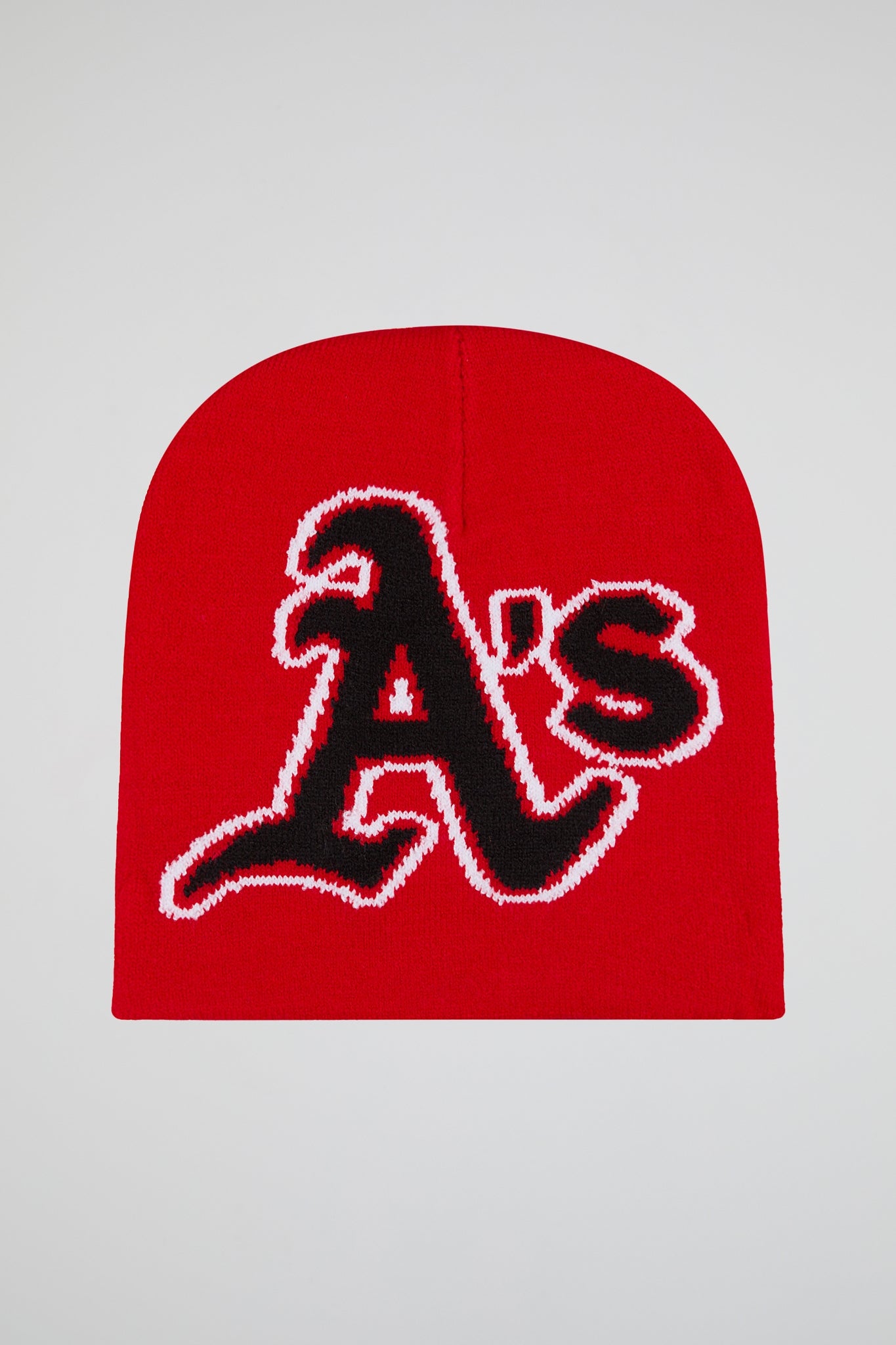 A's Red & Black Knitted Beanie