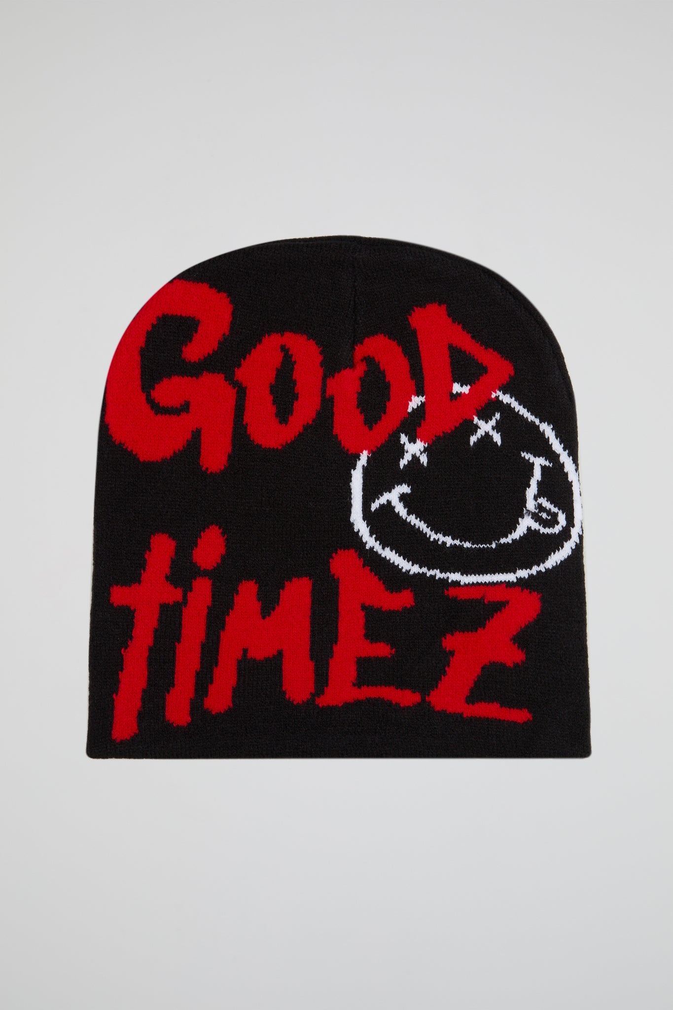 Good Timez Smiley Black Knitted Beanie