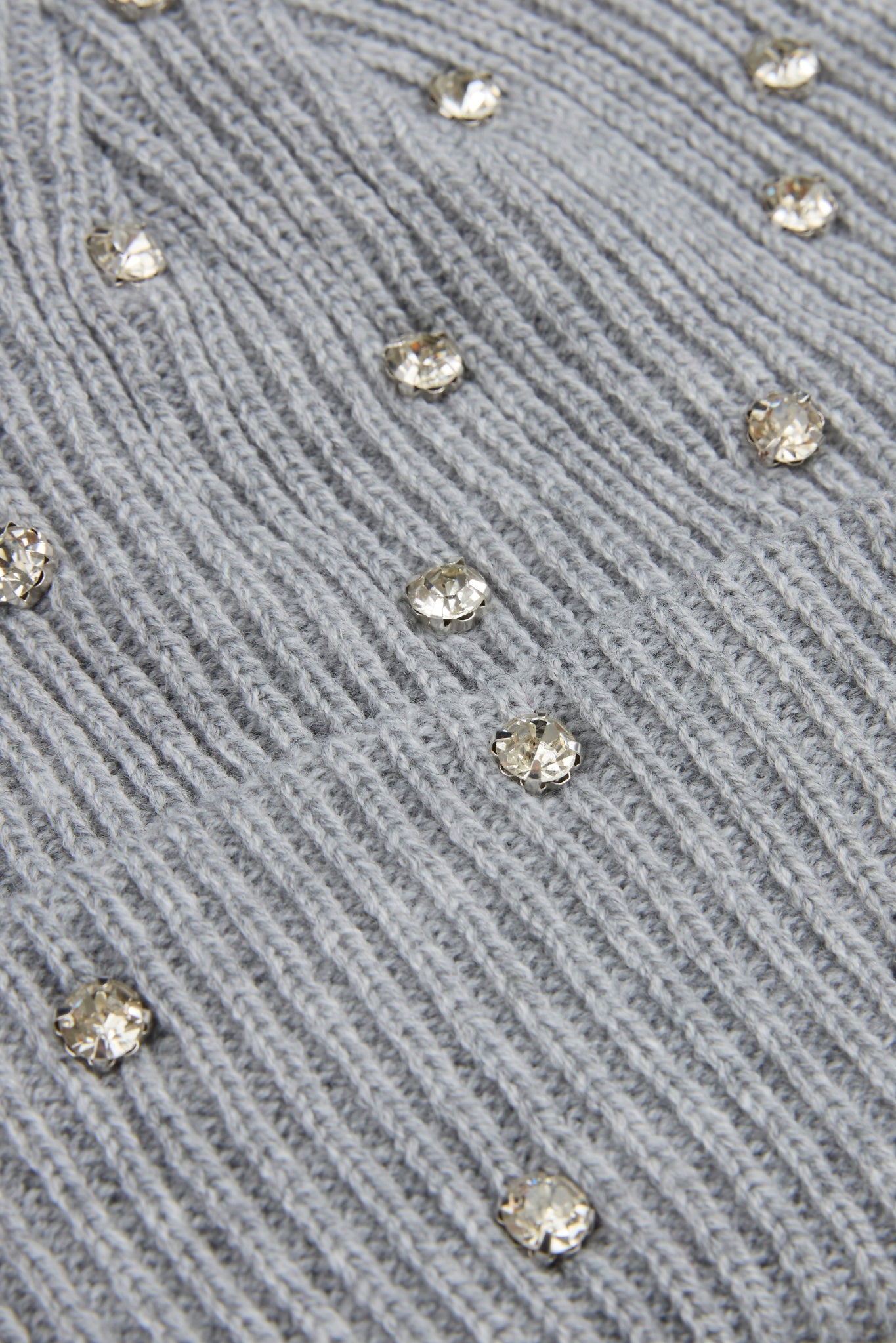 Rhinestone light grey lined beanie