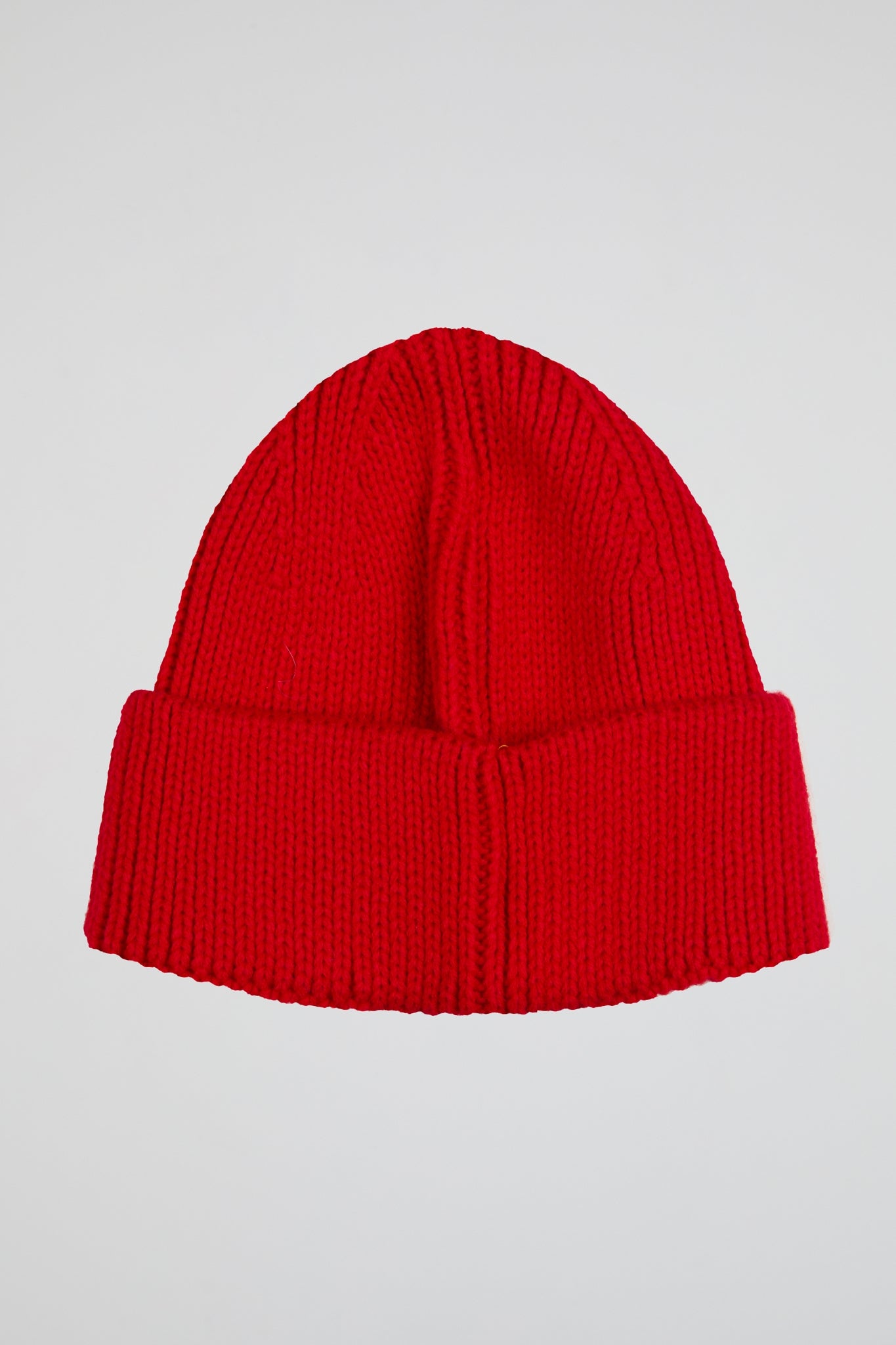 Ribbed Knit Pearls Red Beanie