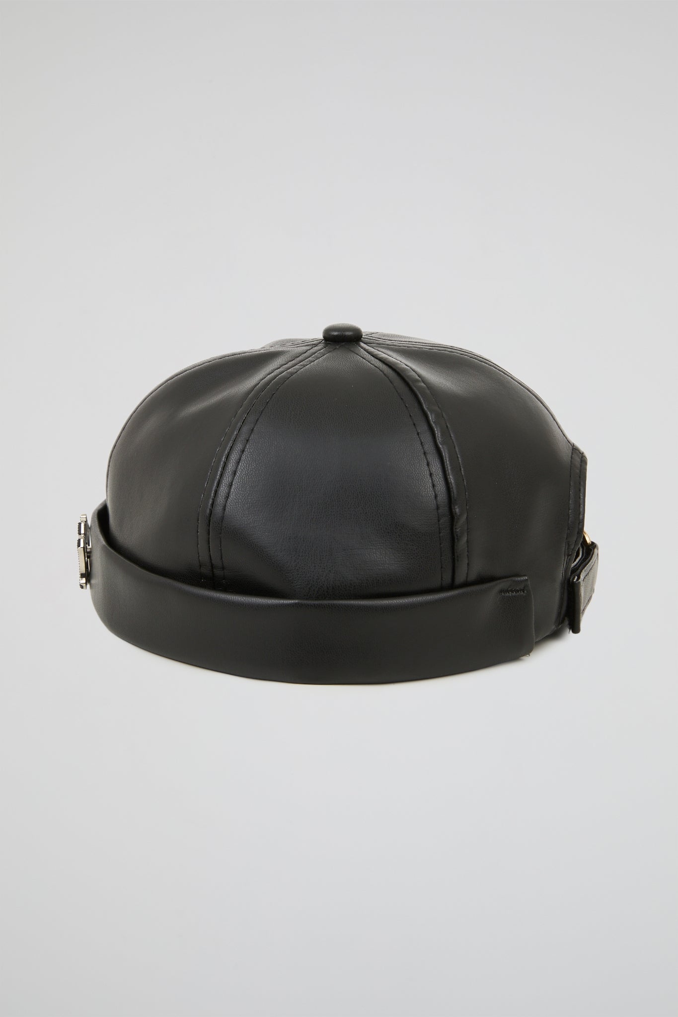 Docker Hat NY Black PU Leather