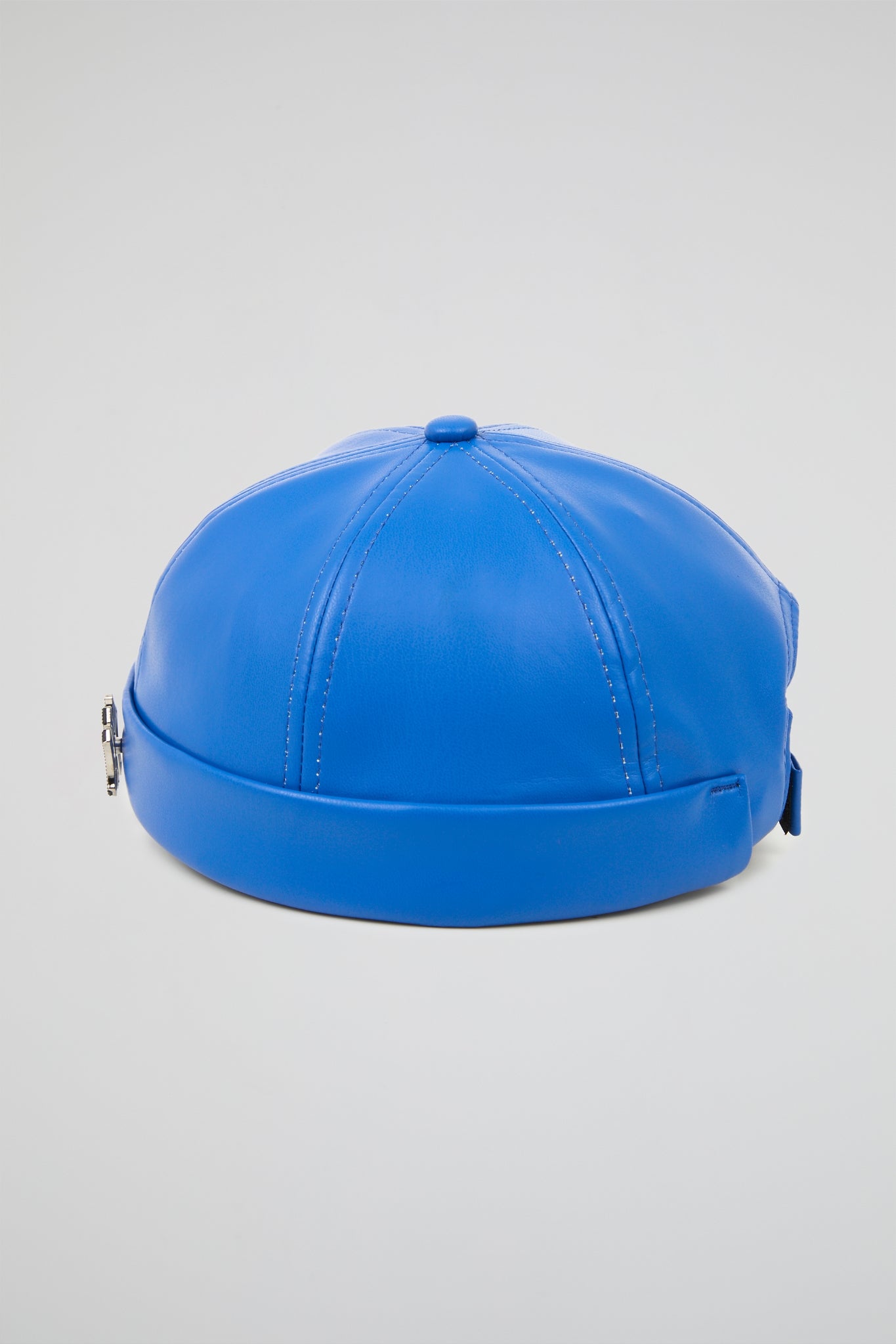 Docker Hat NY Blue PU Leather