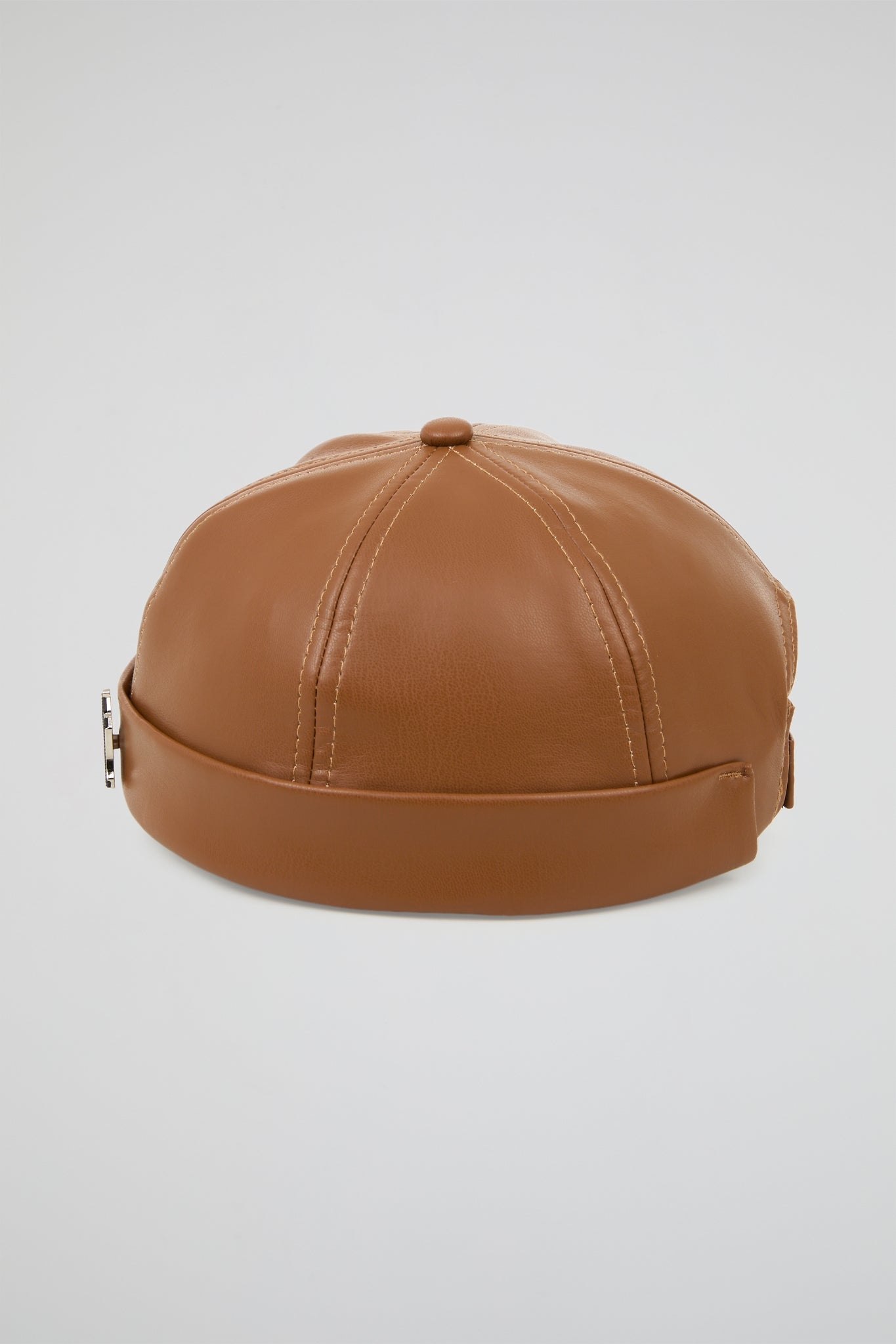 Docker Hat NY Light brown PU Leather