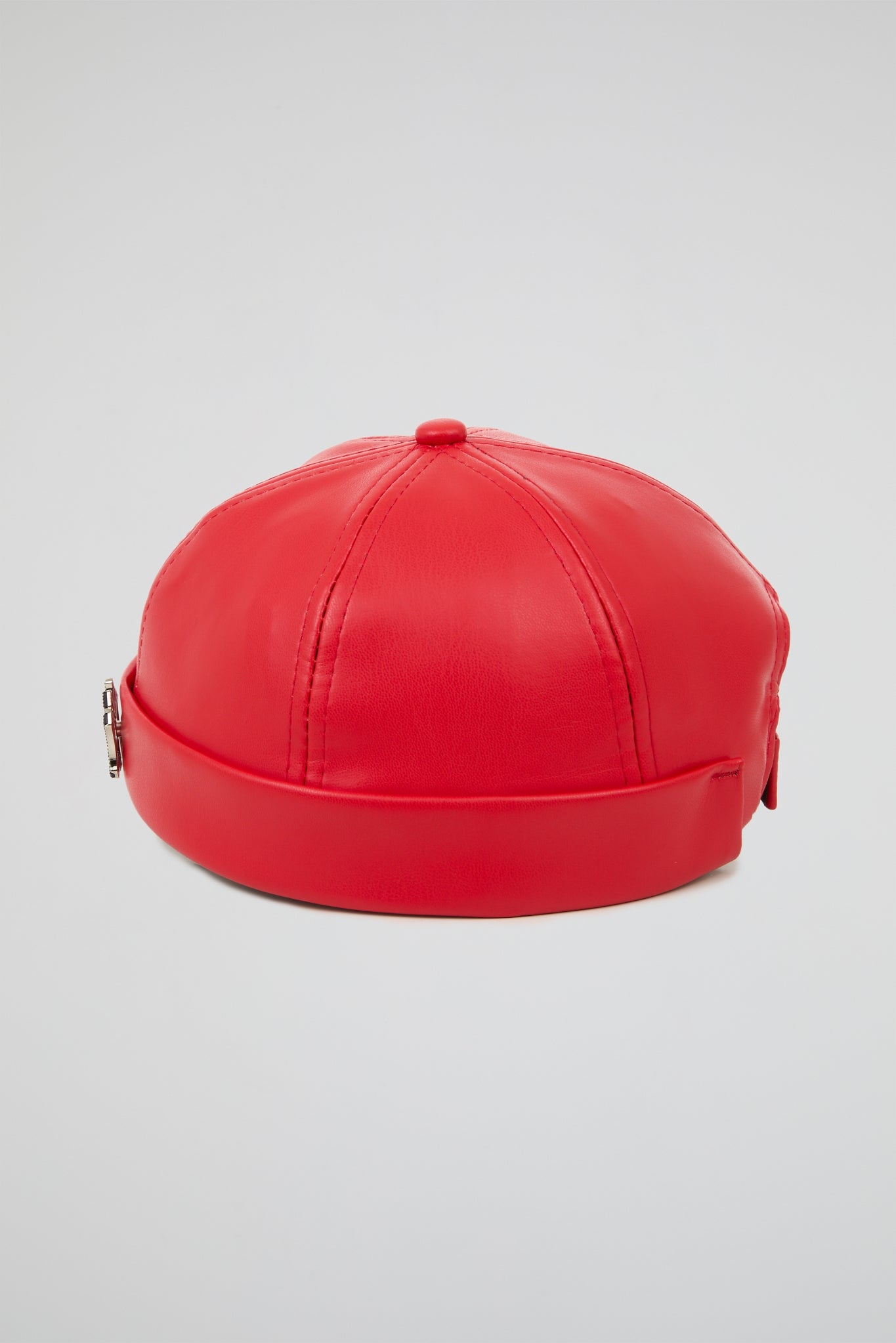 Docker Hat NY Red PU Leather