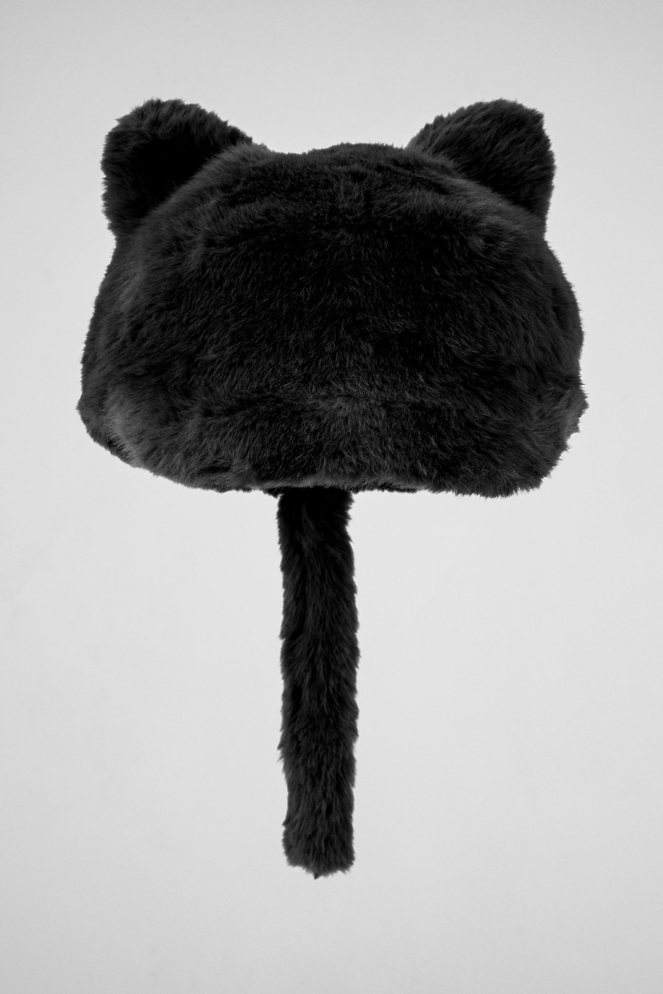 Black Plush Cat Ears Hat