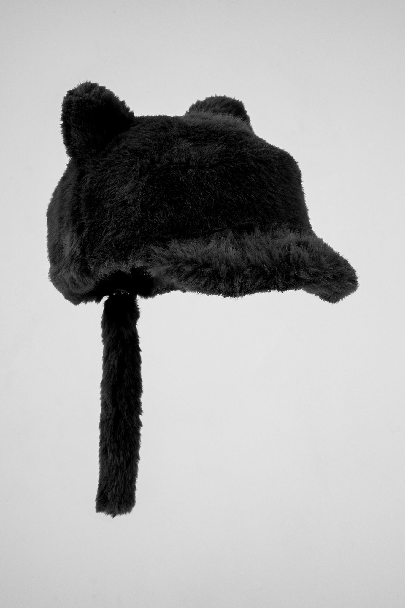 Black Plush Cat Ears Hat
