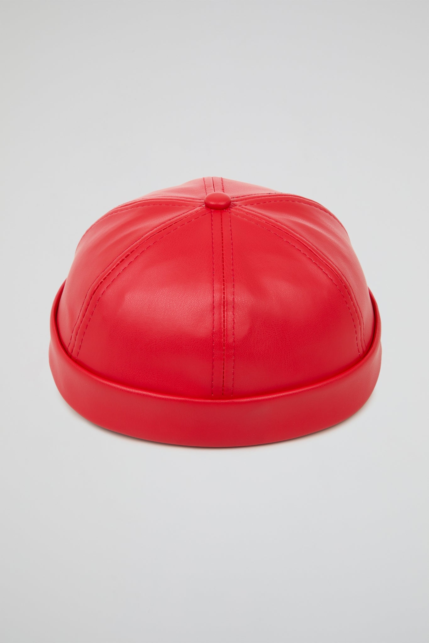 Bright Red docker hat PU Leather