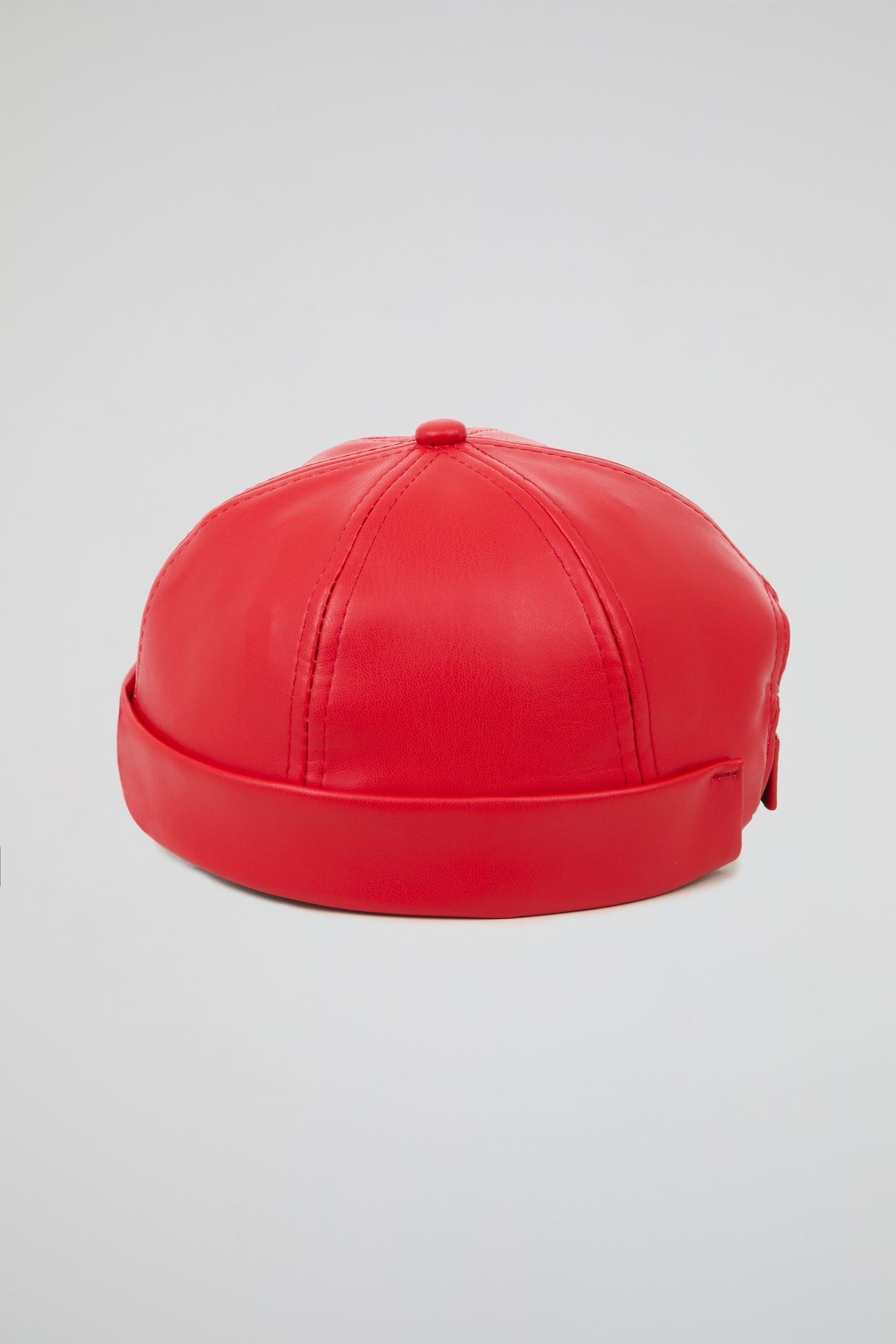 Bright Red docker hat PU Leather