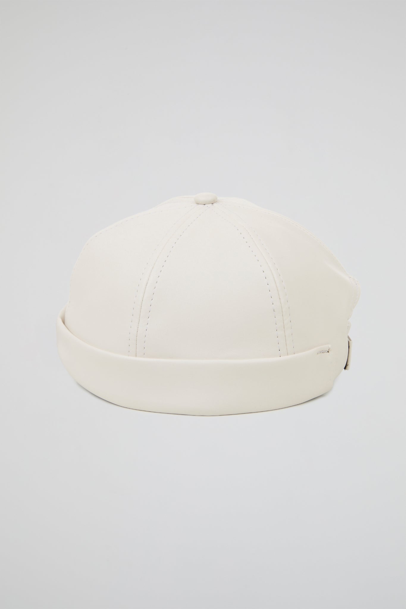 White docker hat PU Leather