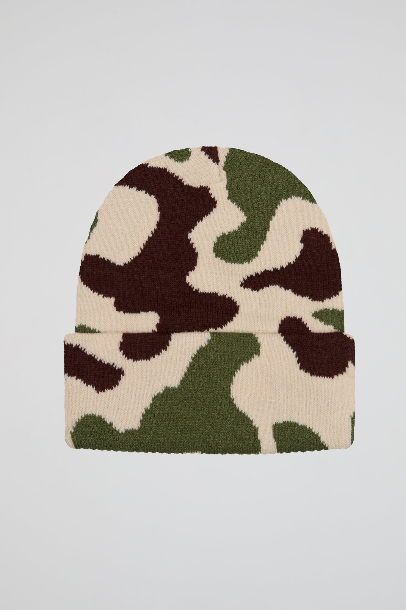 Khaki-Beige Camouflage Knitted Beanie