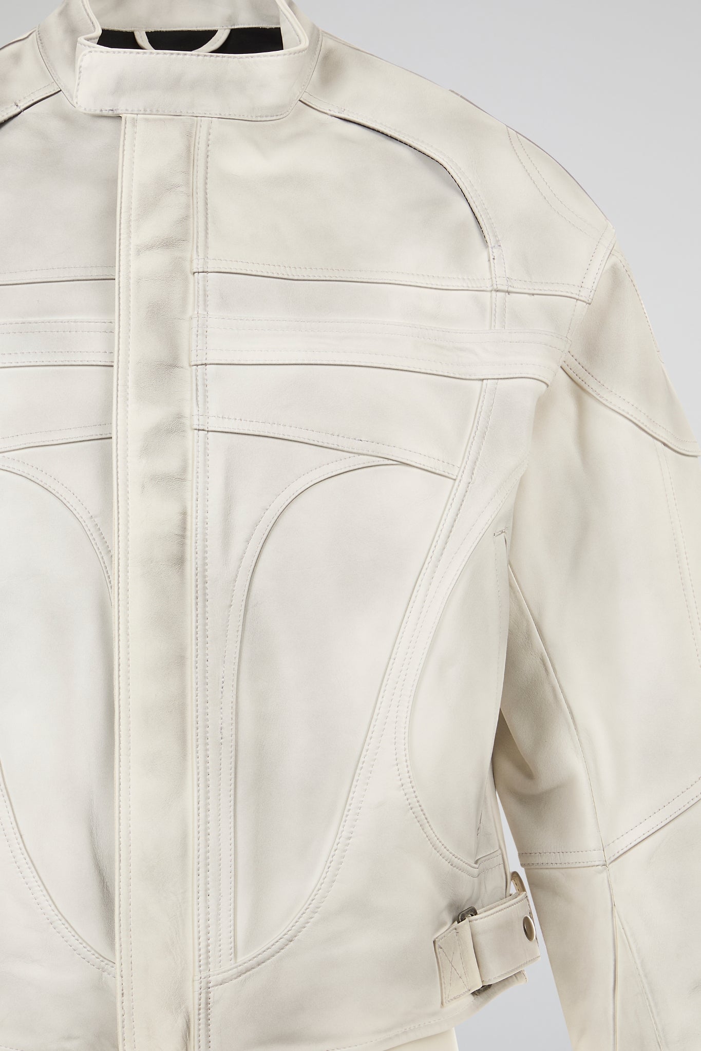 Dumist – White Leather Biker Jacket