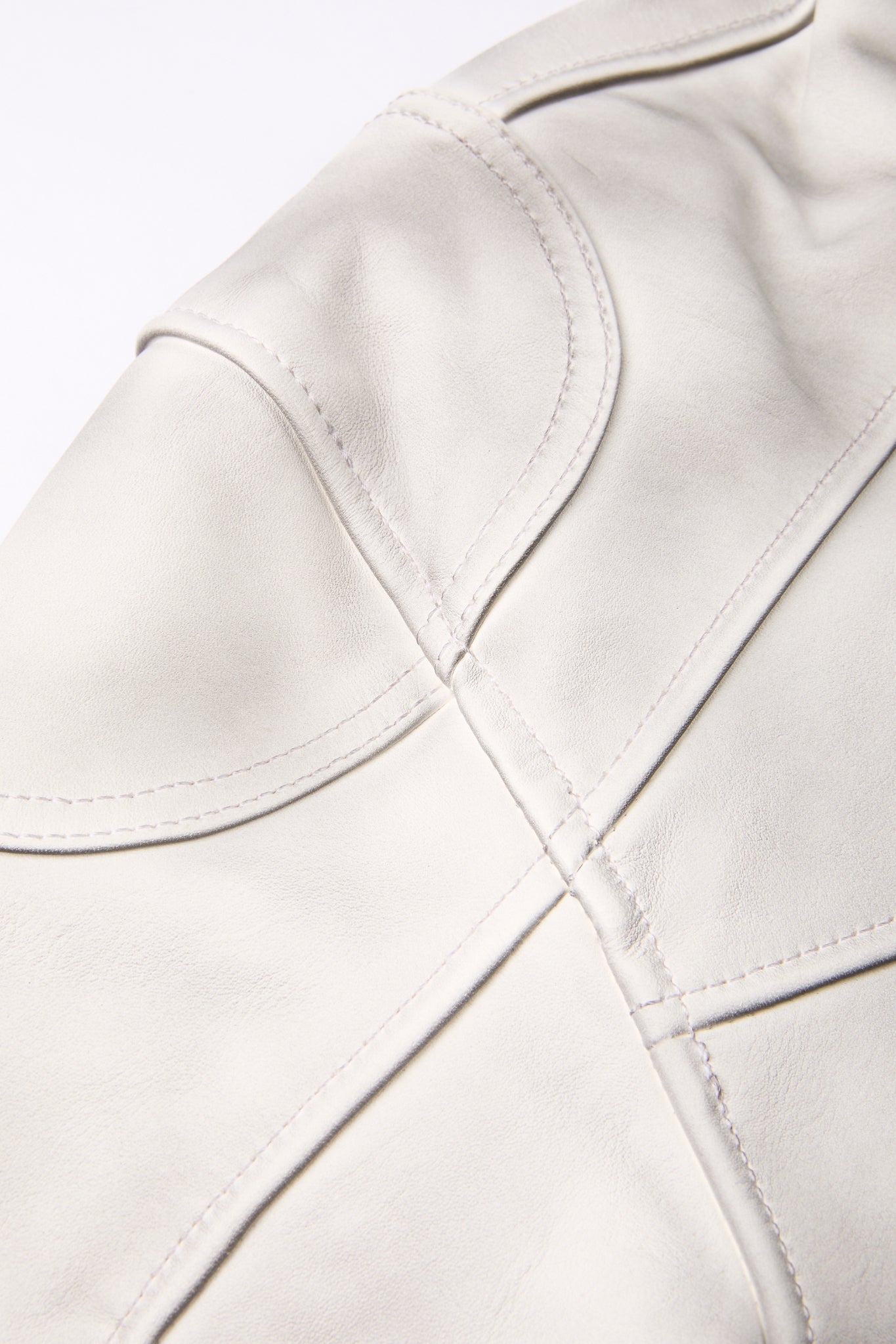 Dumist White Leather Biker Jacket