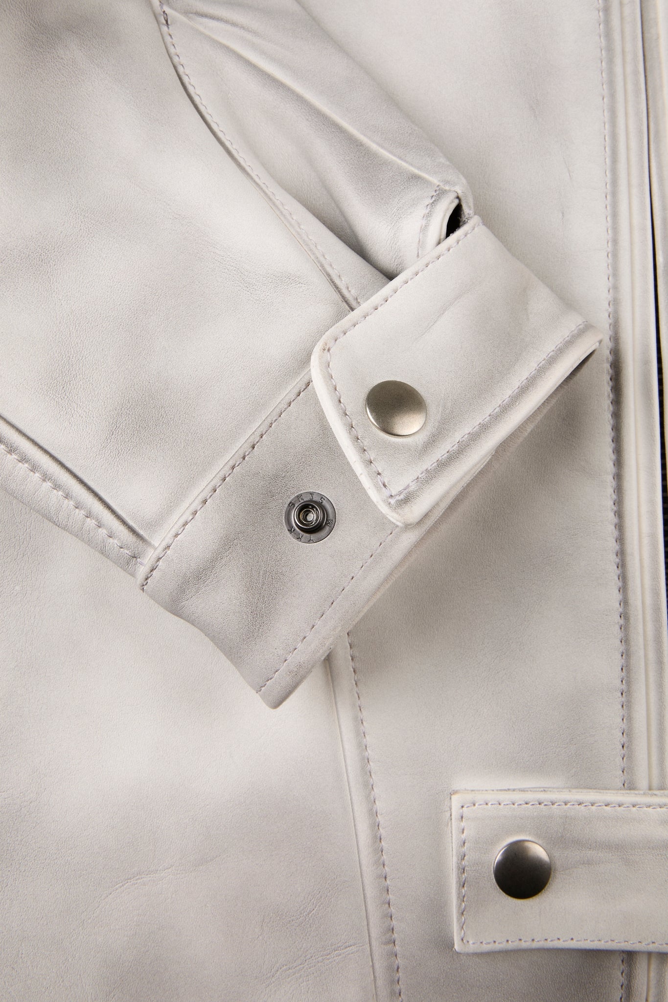 Dumist White Leather Biker Jacket