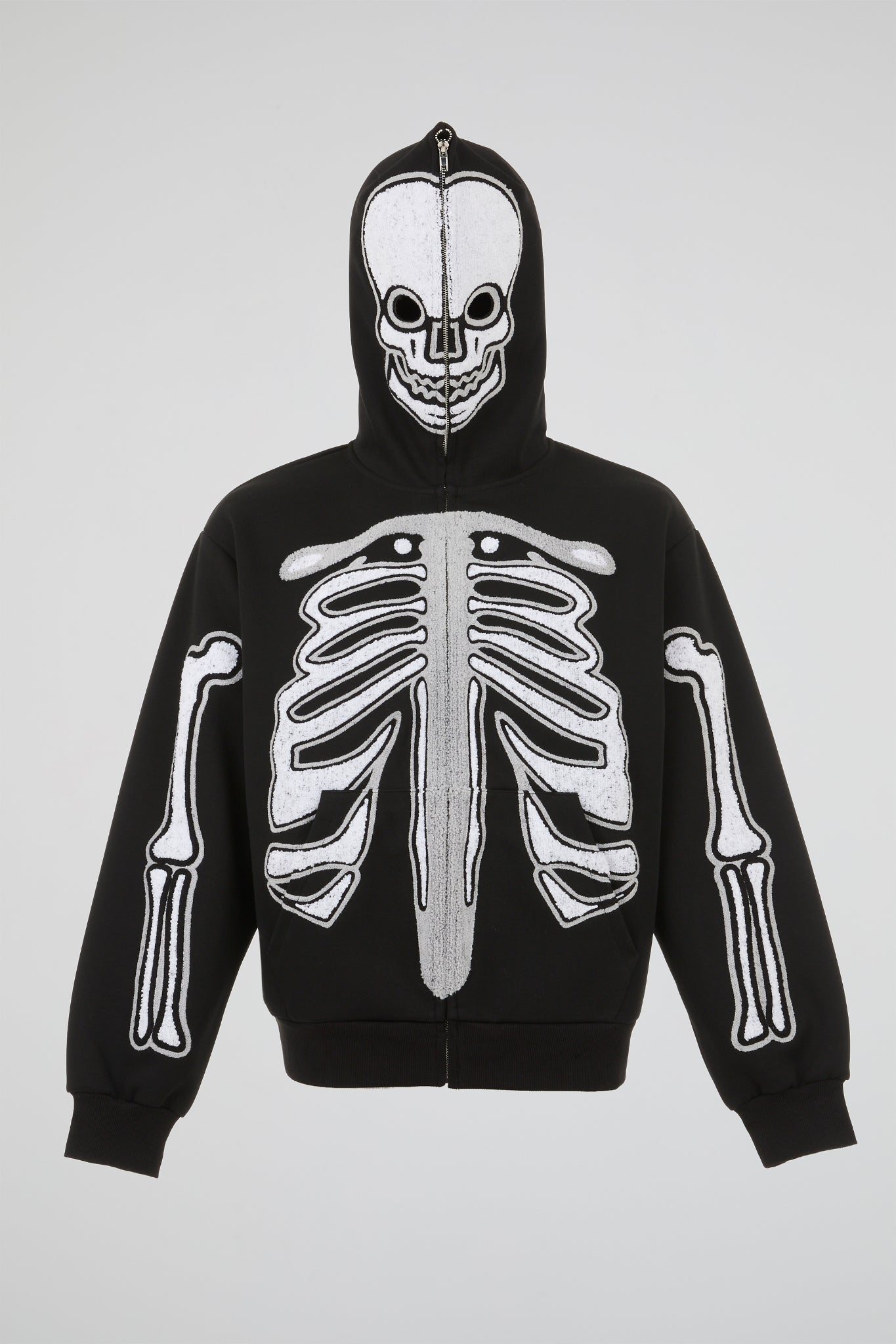 BHYPE BLACK & WHITE SKELETON CHENILLE ZIP HOODIE