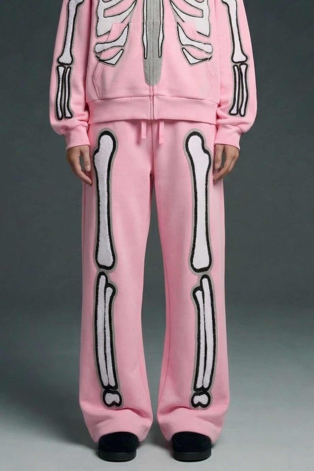 BHYPE PINK & WHITE SKELETON CHENILLE SWEATPANTS