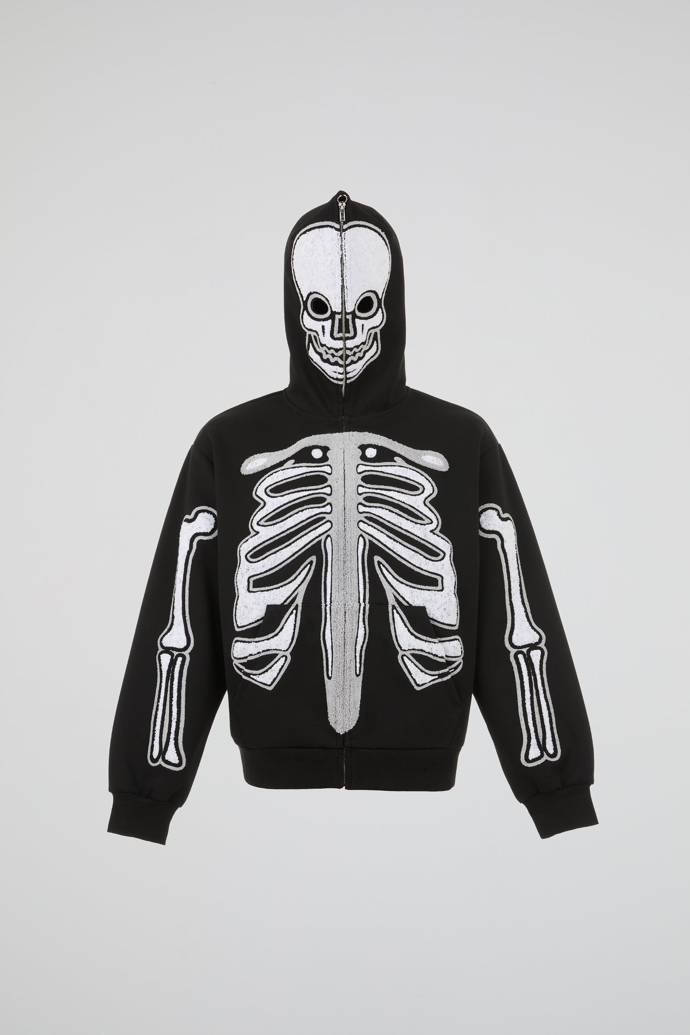 BHYPE BLACK & WHITE SKELETON CHENILLE ZIP HOODIE (KIDS)
