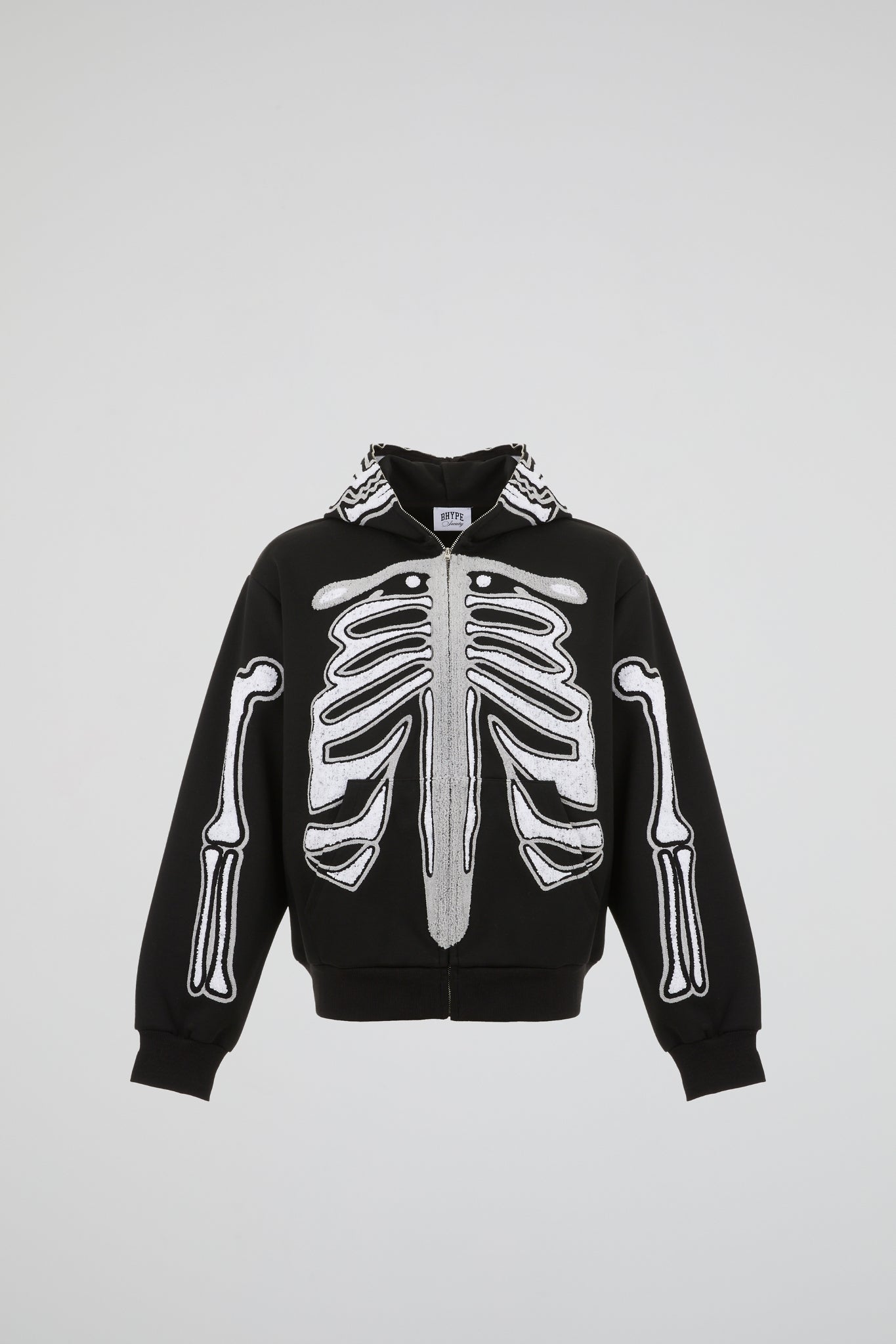 BHYPE BLACK & WHITE SKELETON CHENILLE ZIP HOODIE (KIDS)