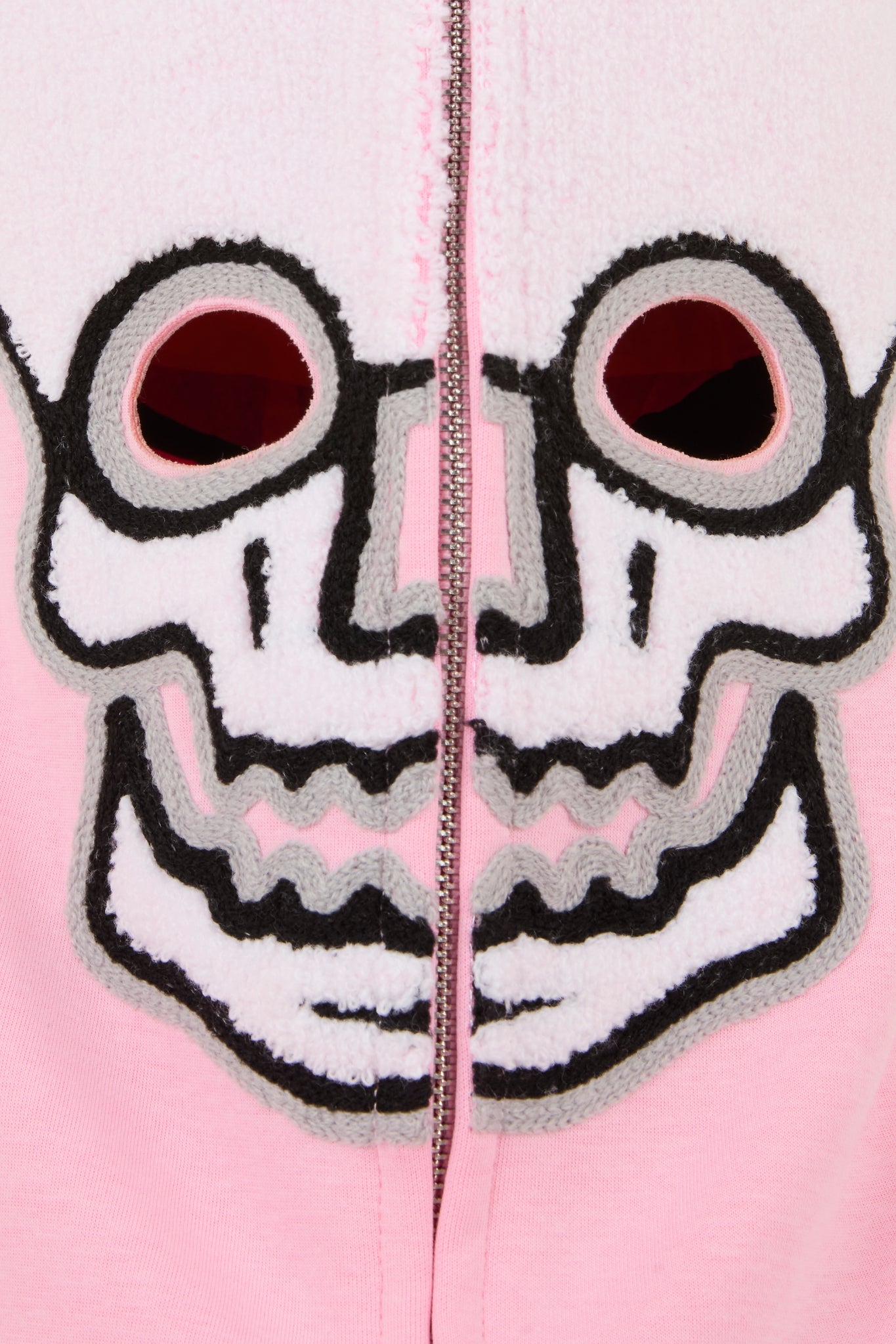 BHYPE PINK & WHITE SKELETON CHENILLE ZIP HOODIE (KIDS)