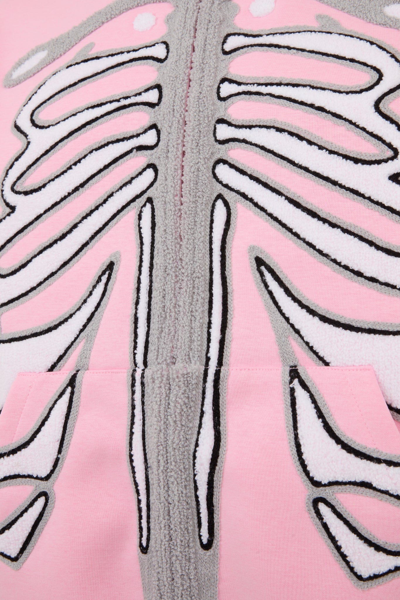 BHYPE PINK & WHITE SKELETON CHENILLE ZIP HOODIE (KIDS)