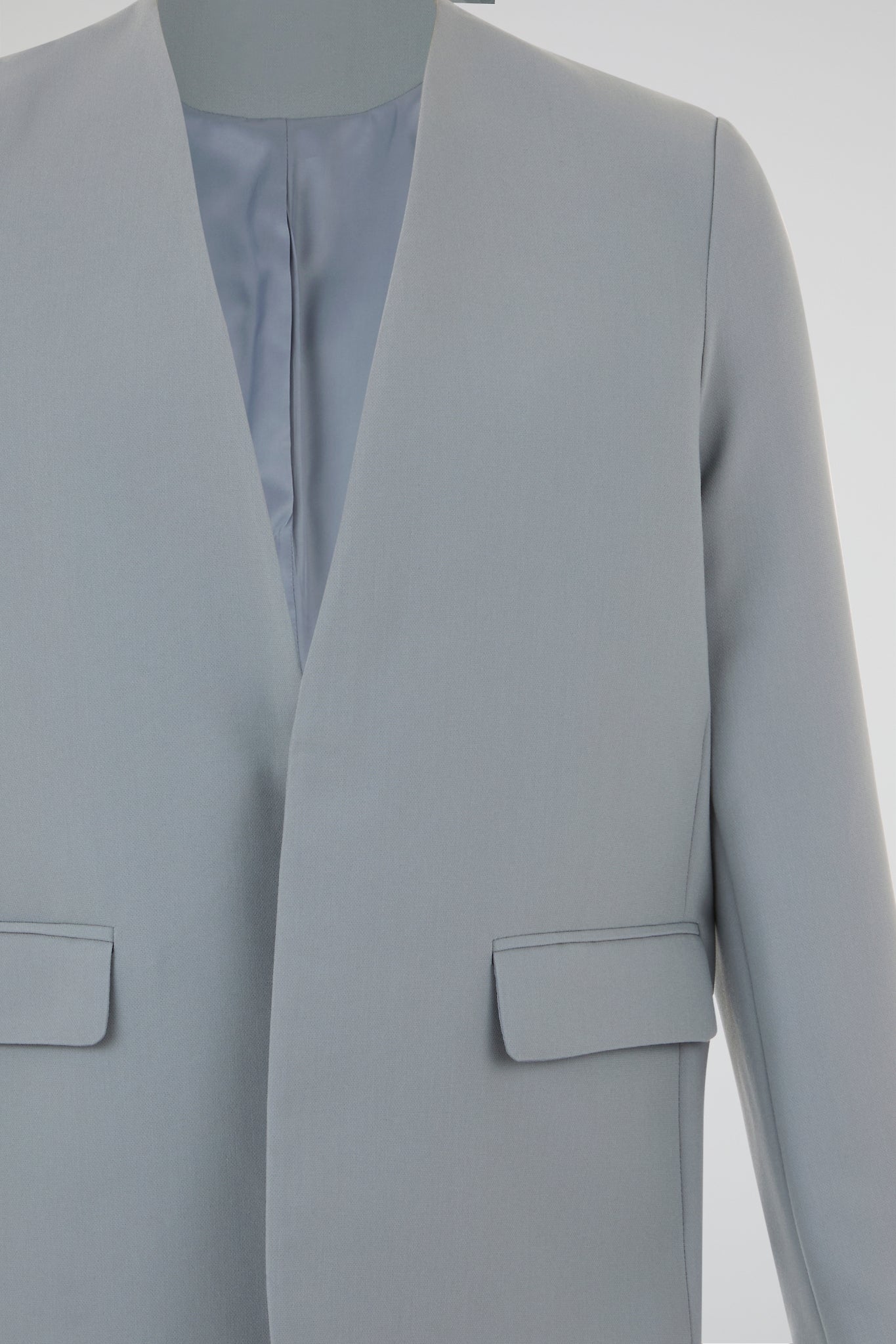 Dumist – Grey Minimal Collarless Blazer