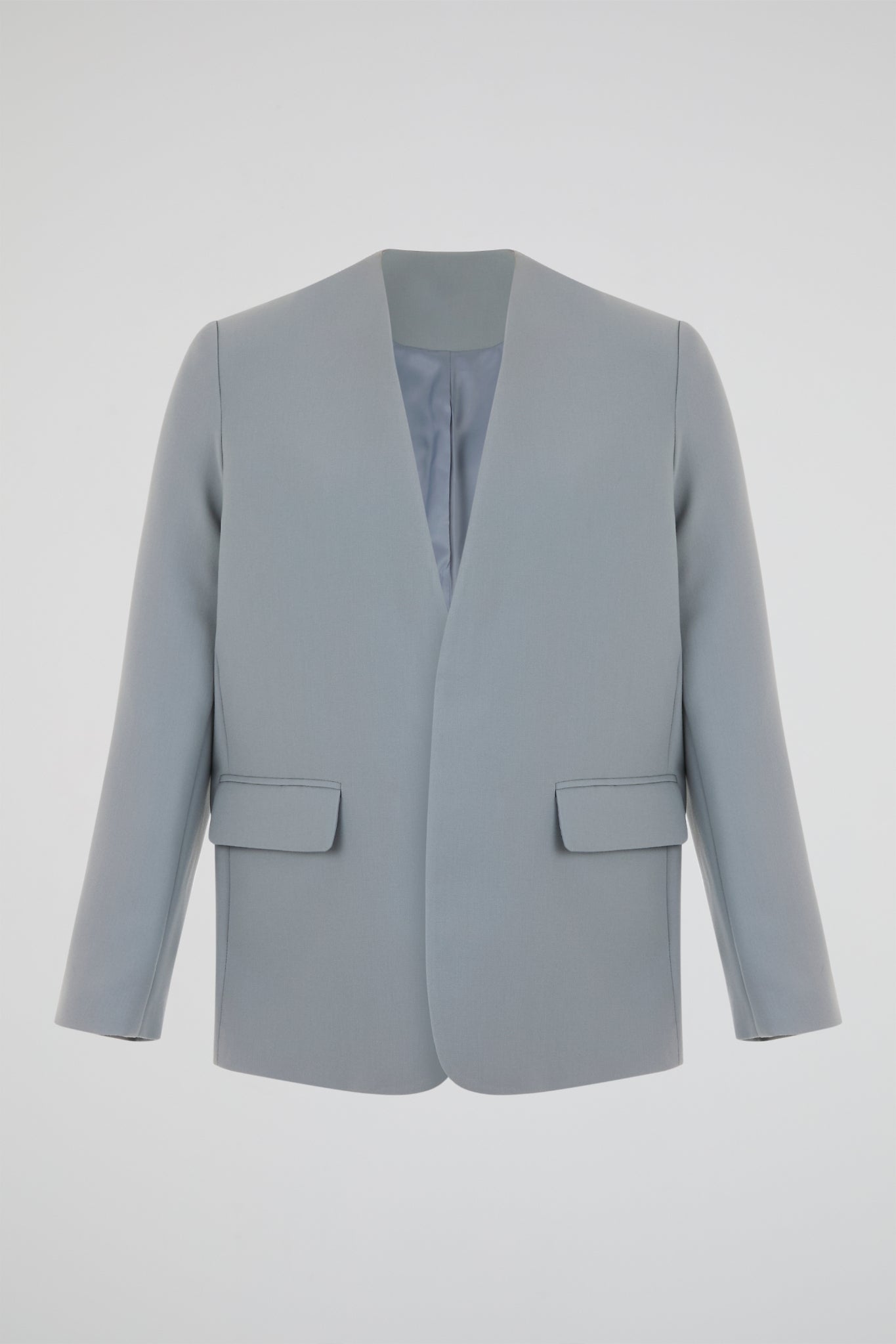 Dumist – Grey Minimal Collarless Blazer